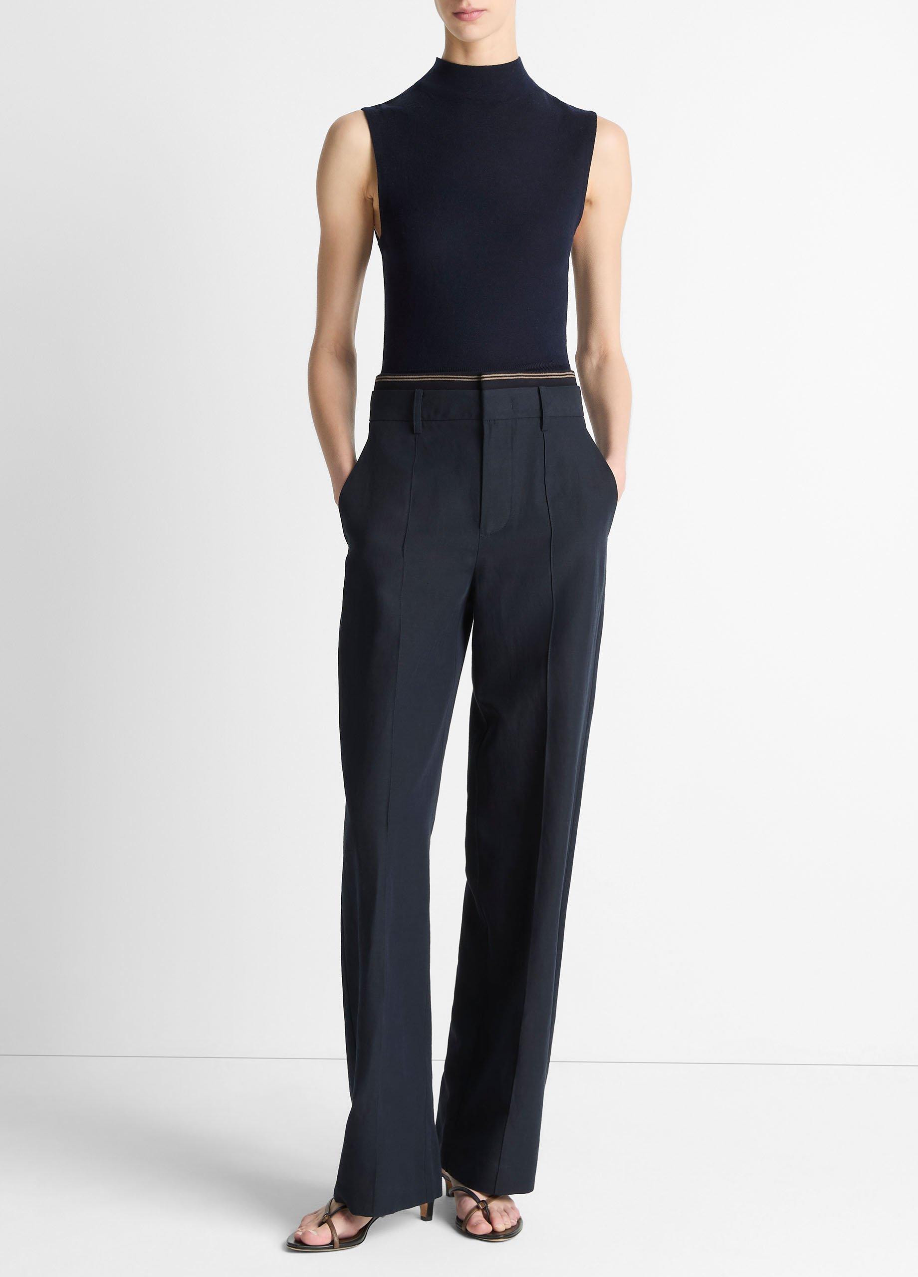 Wool-Blend Sleeveless Mock-Neck Sweater image number 3