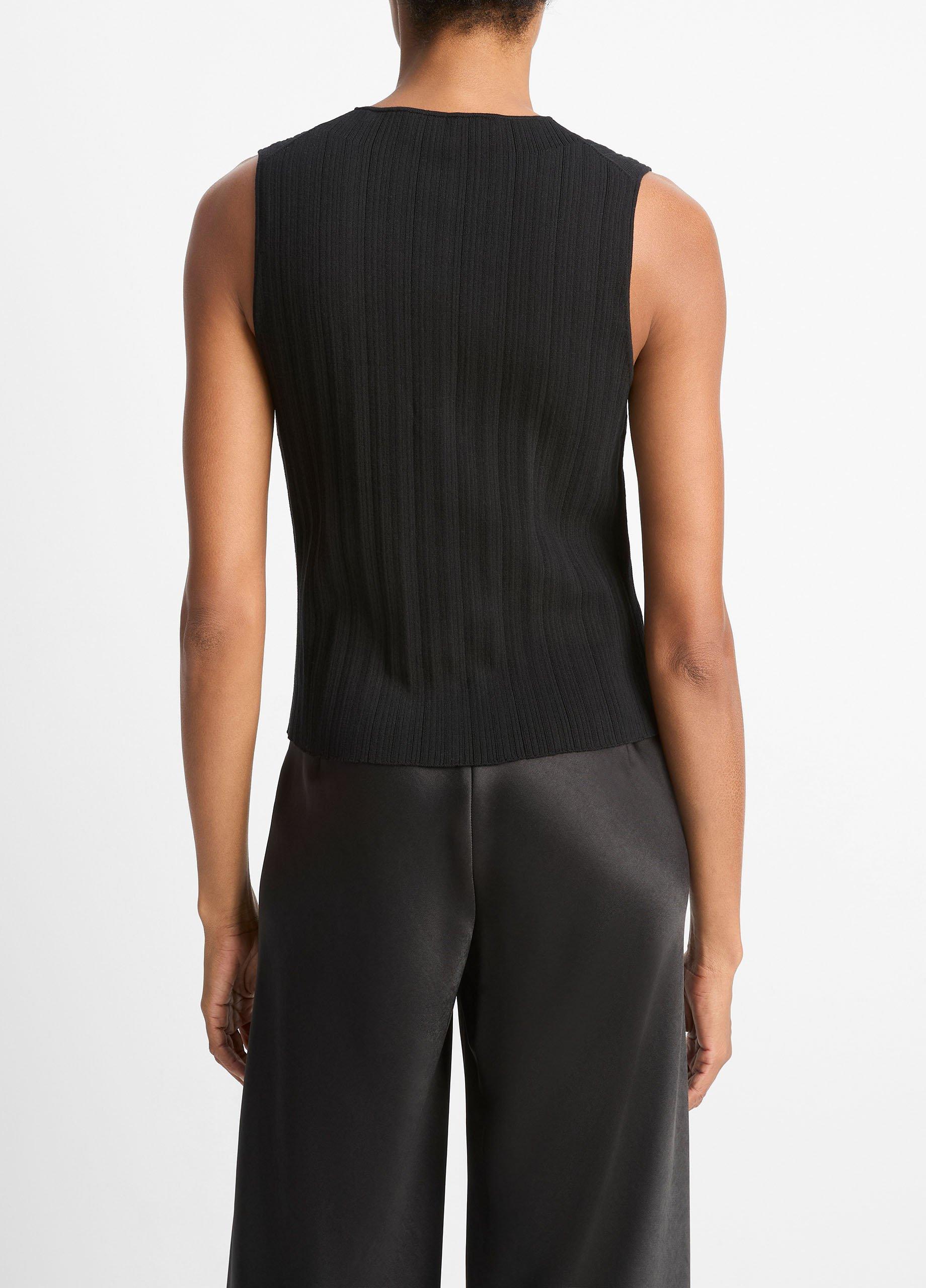 Ribbed Italian Cotton-Blend Button-Front Sweater Shell image number 2