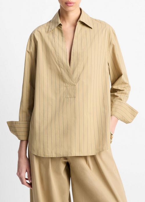 Striped Cotton Relaxed Popover Shirt