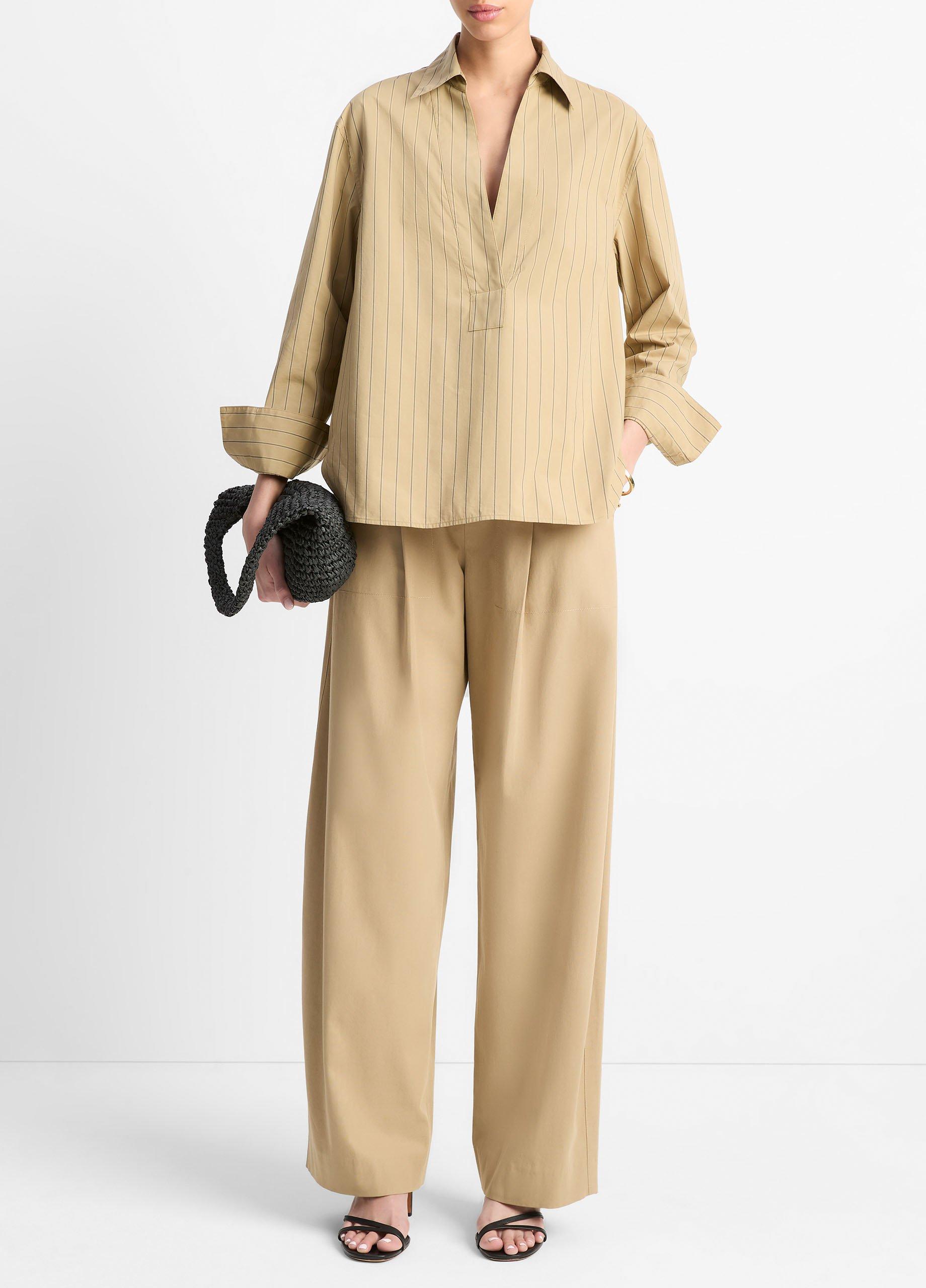 Striped Cotton Relaxed Popover Shirt image number 3