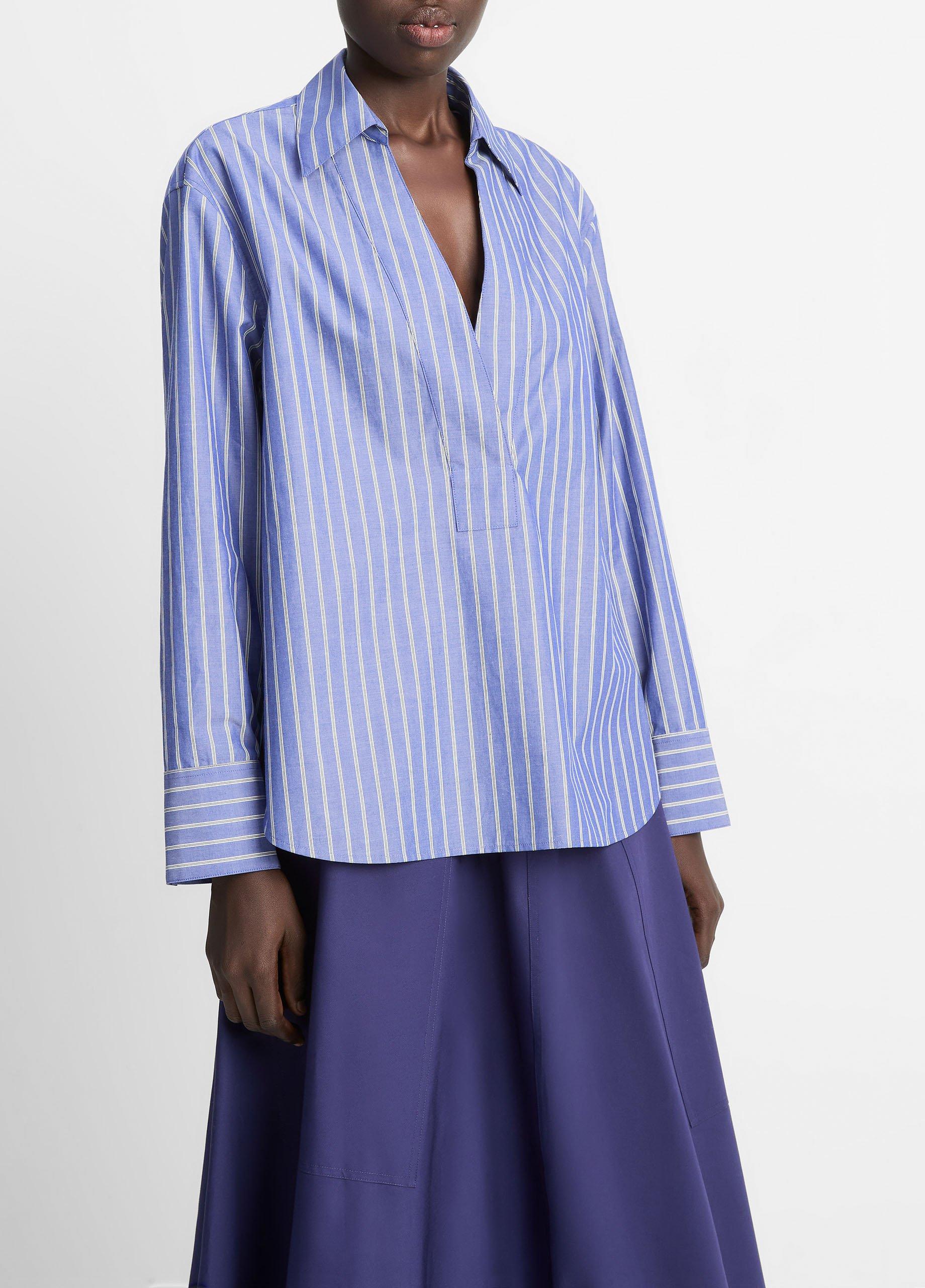 Striped Cotton Relaxed Popover Shirt image number 1