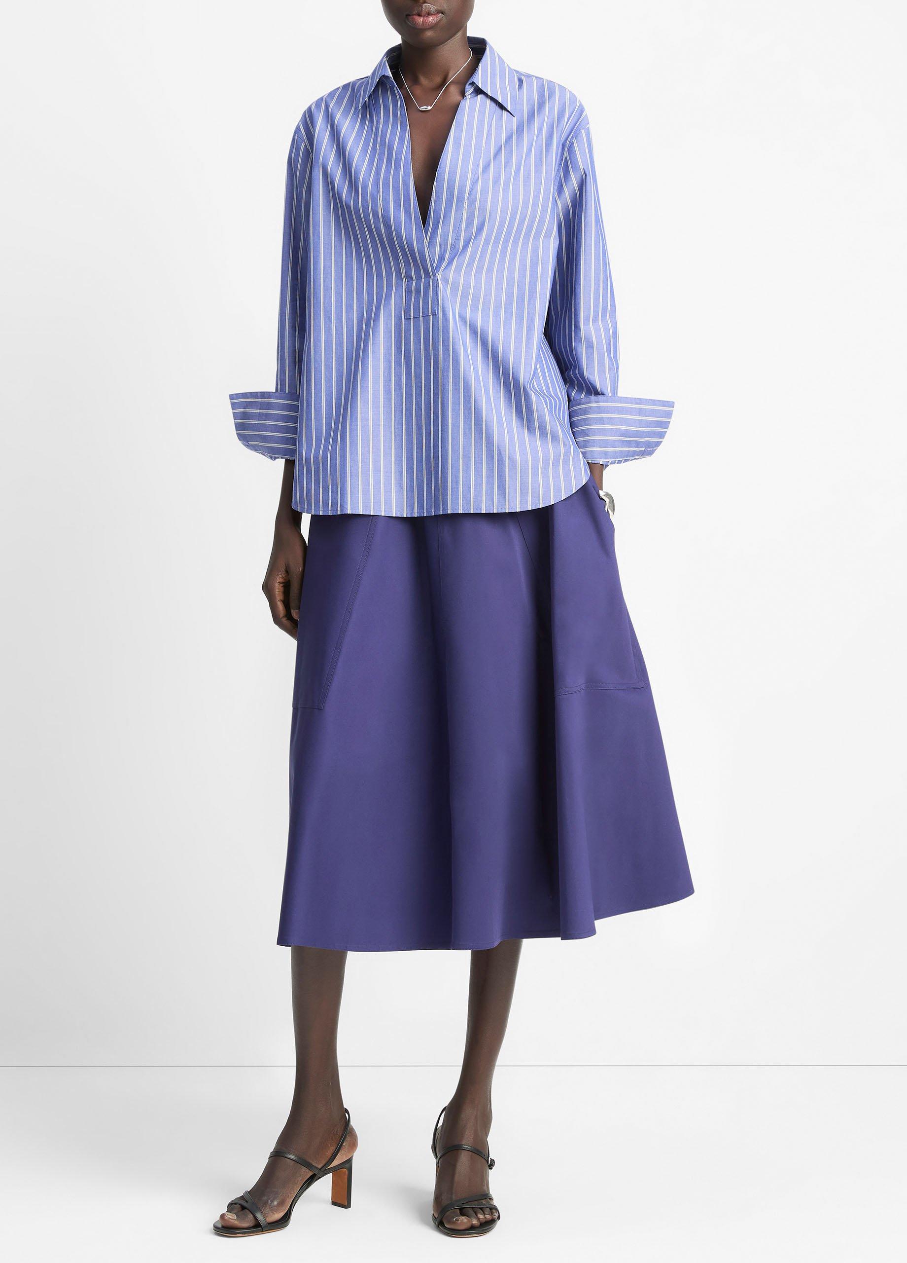 Striped Cotton Relaxed Popover Shirt image number 3