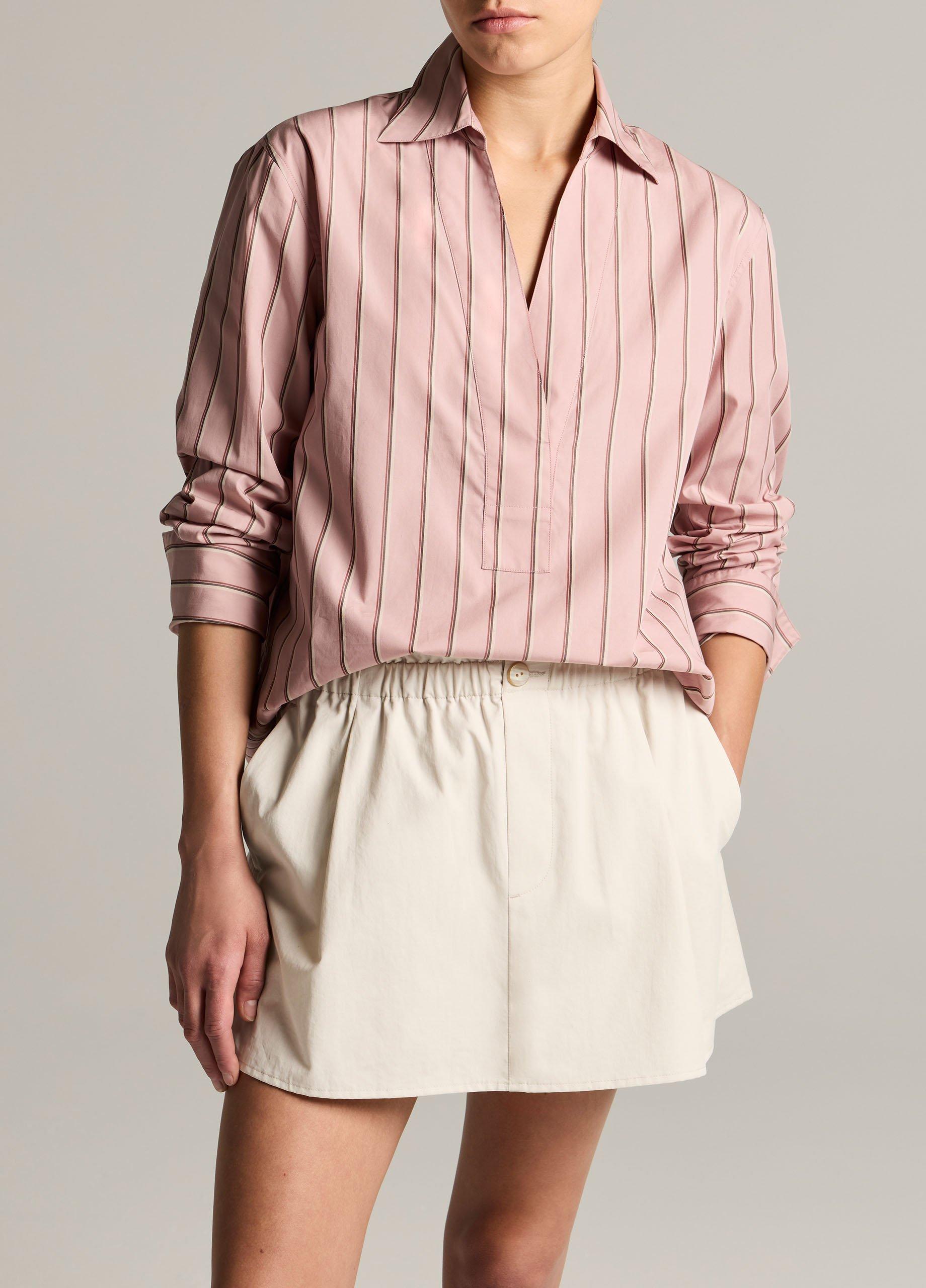 Striped Cotton Relaxed Popover Shirt image number 0