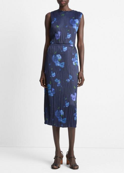 Poppy Blur Crushed Satin Column Skirt