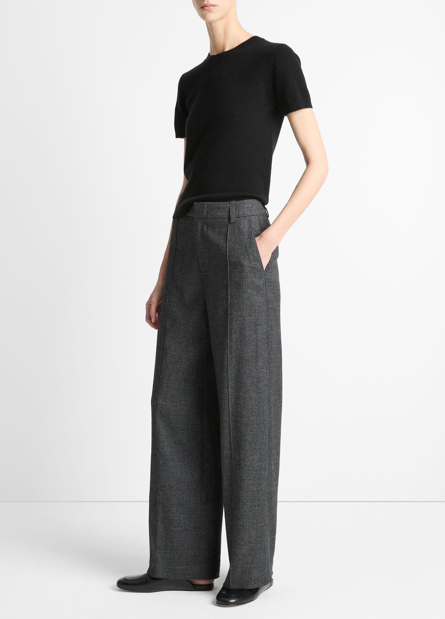 Italian Jaspe Pintuck High-Waist Wide-Leg Pant image number 1