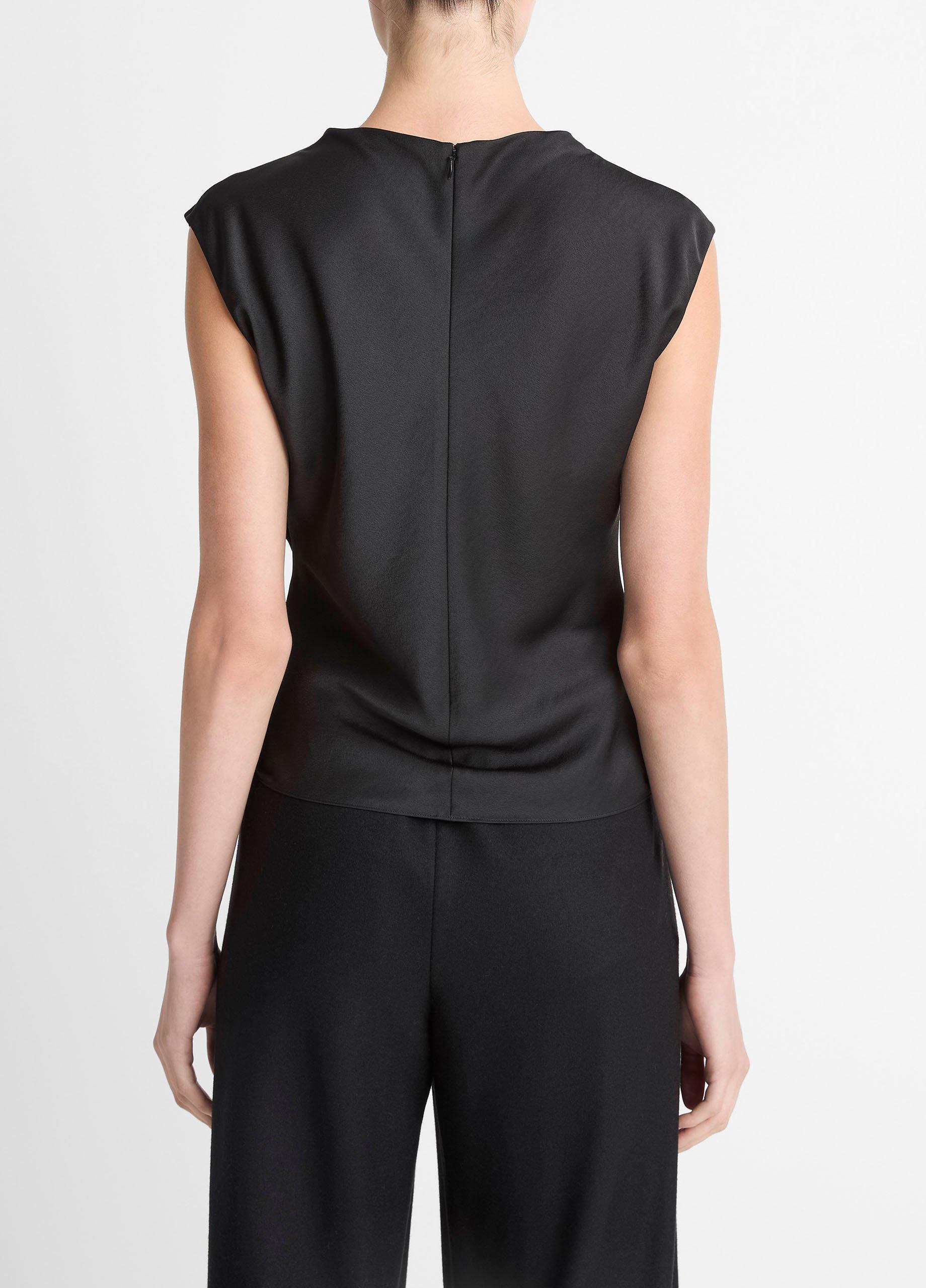 Satin Draped Cowl-Neck Top image number 2