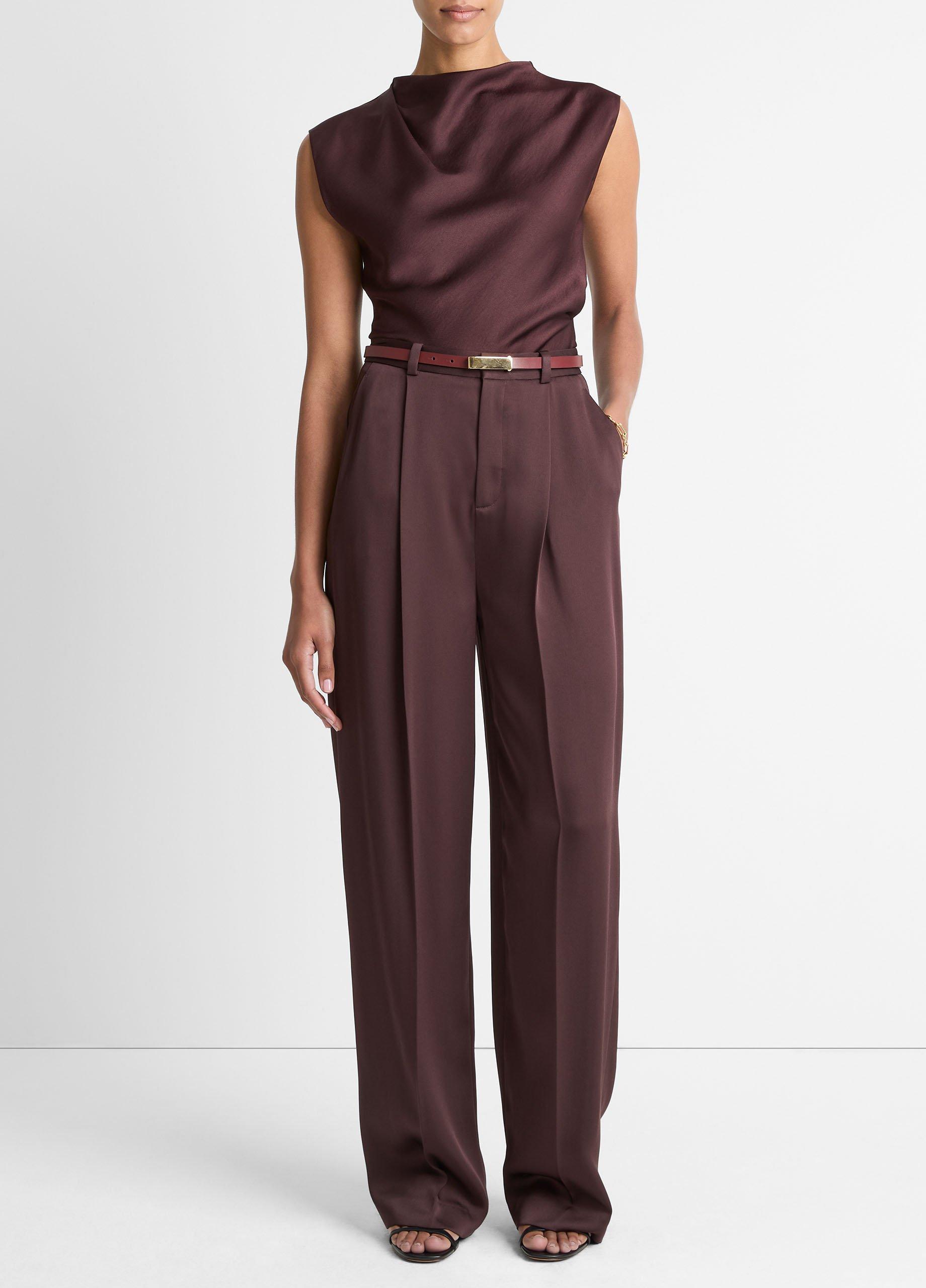 Satin Draped Cowl-Neck Top image number 3