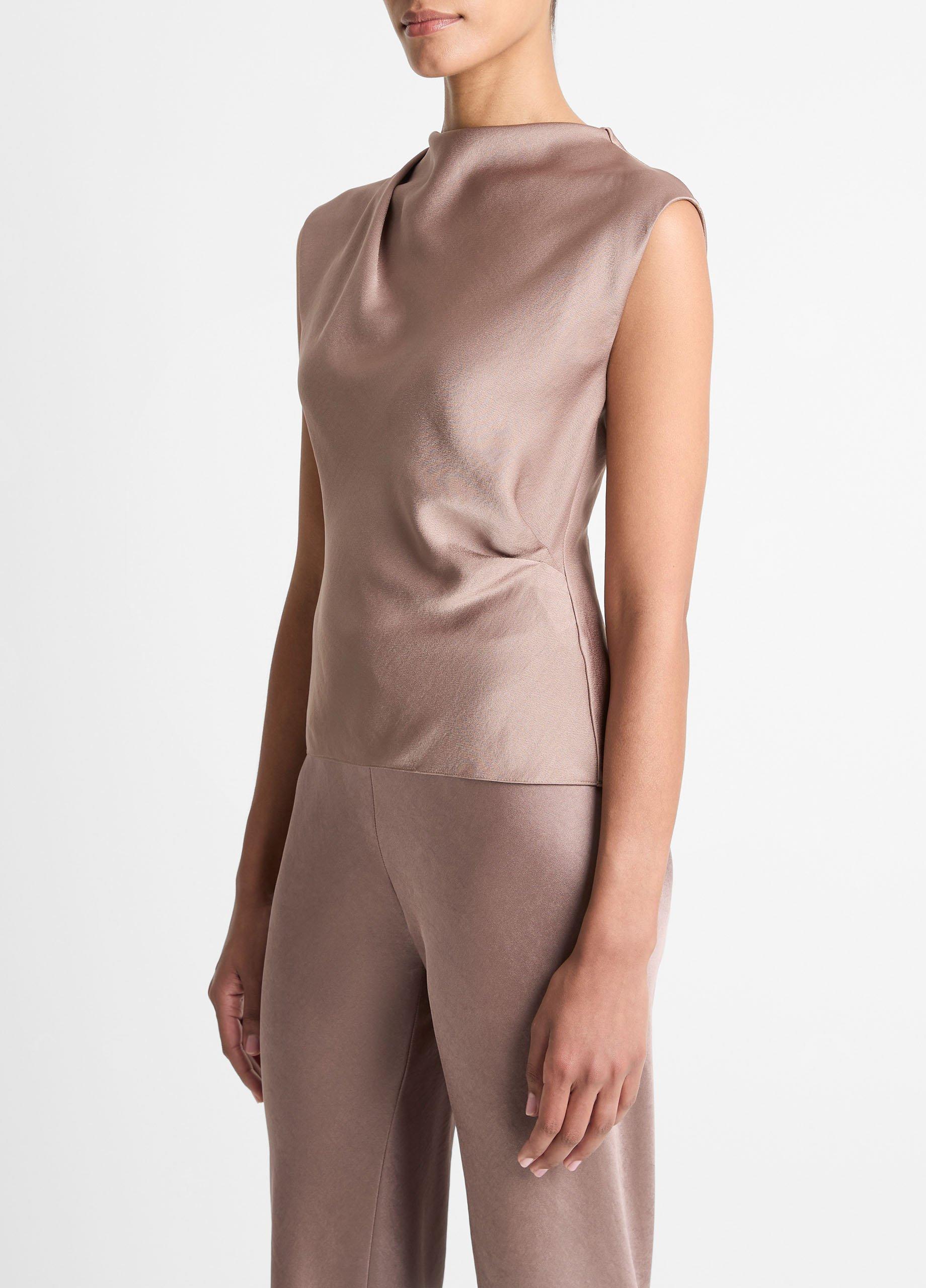 Satin Draped Cowl-Neck Top image number 1