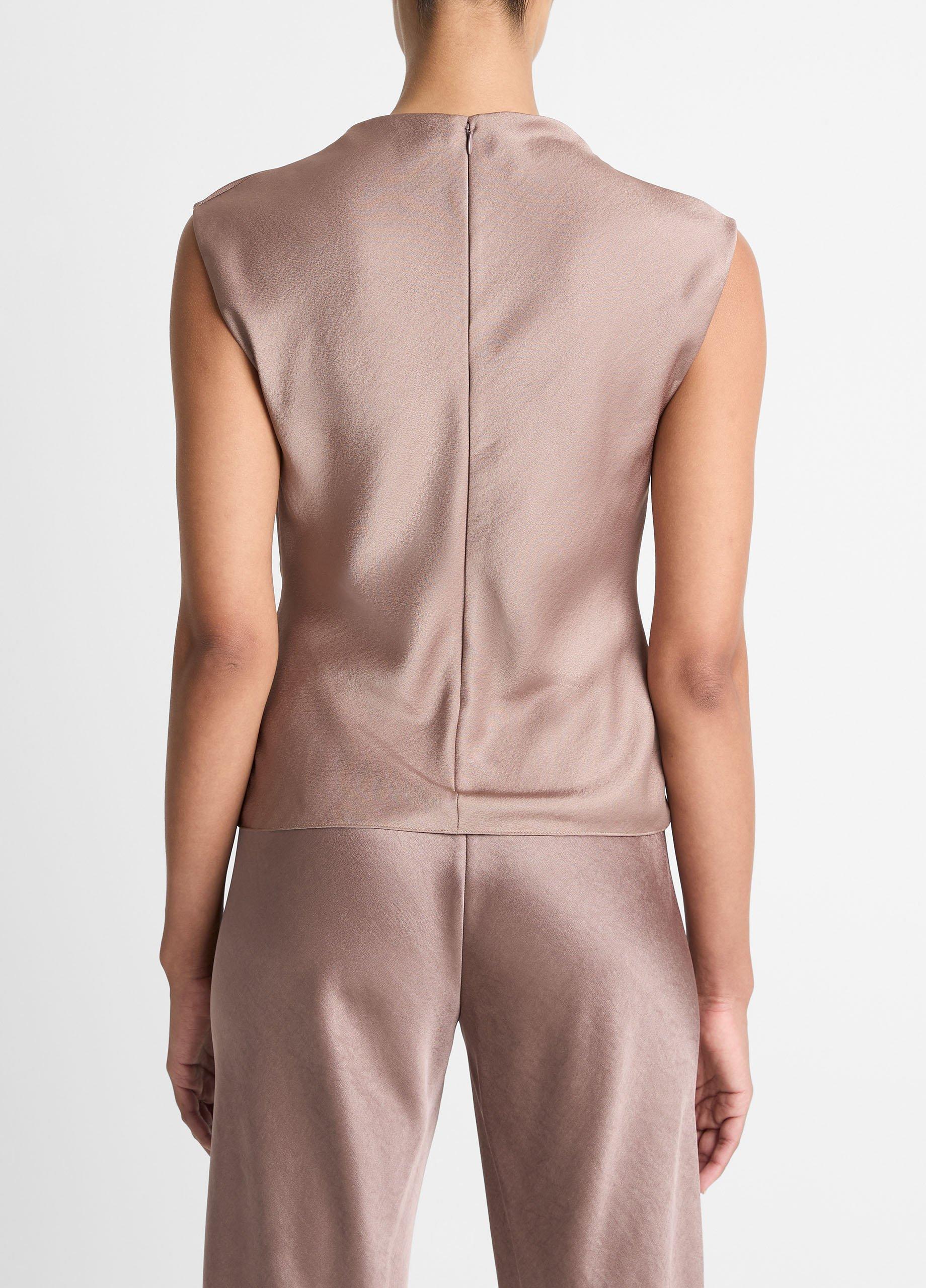 Satin Draped Cowl-Neck Top image number 2