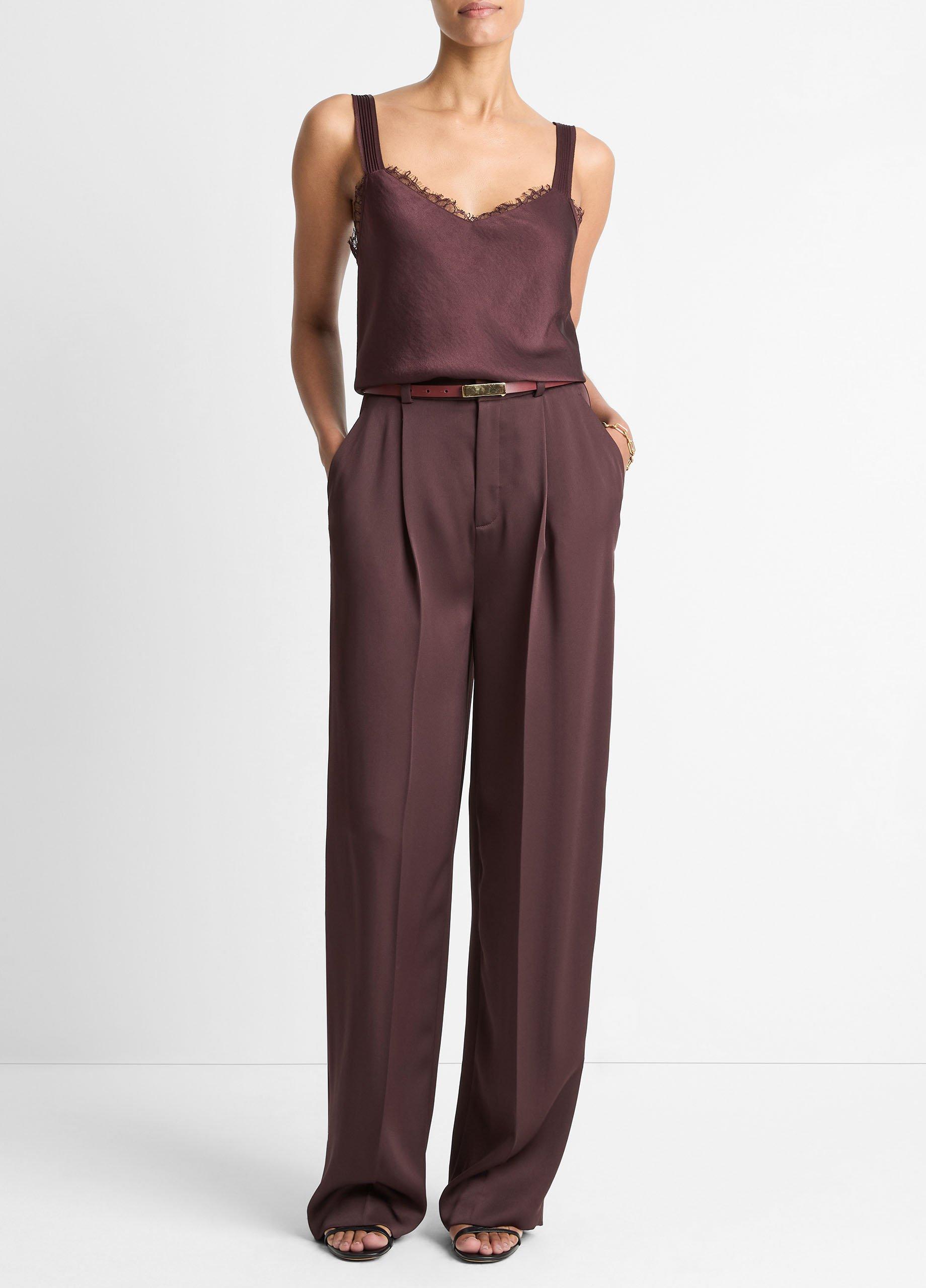 Lace-Trim Satin Camisole image number 3