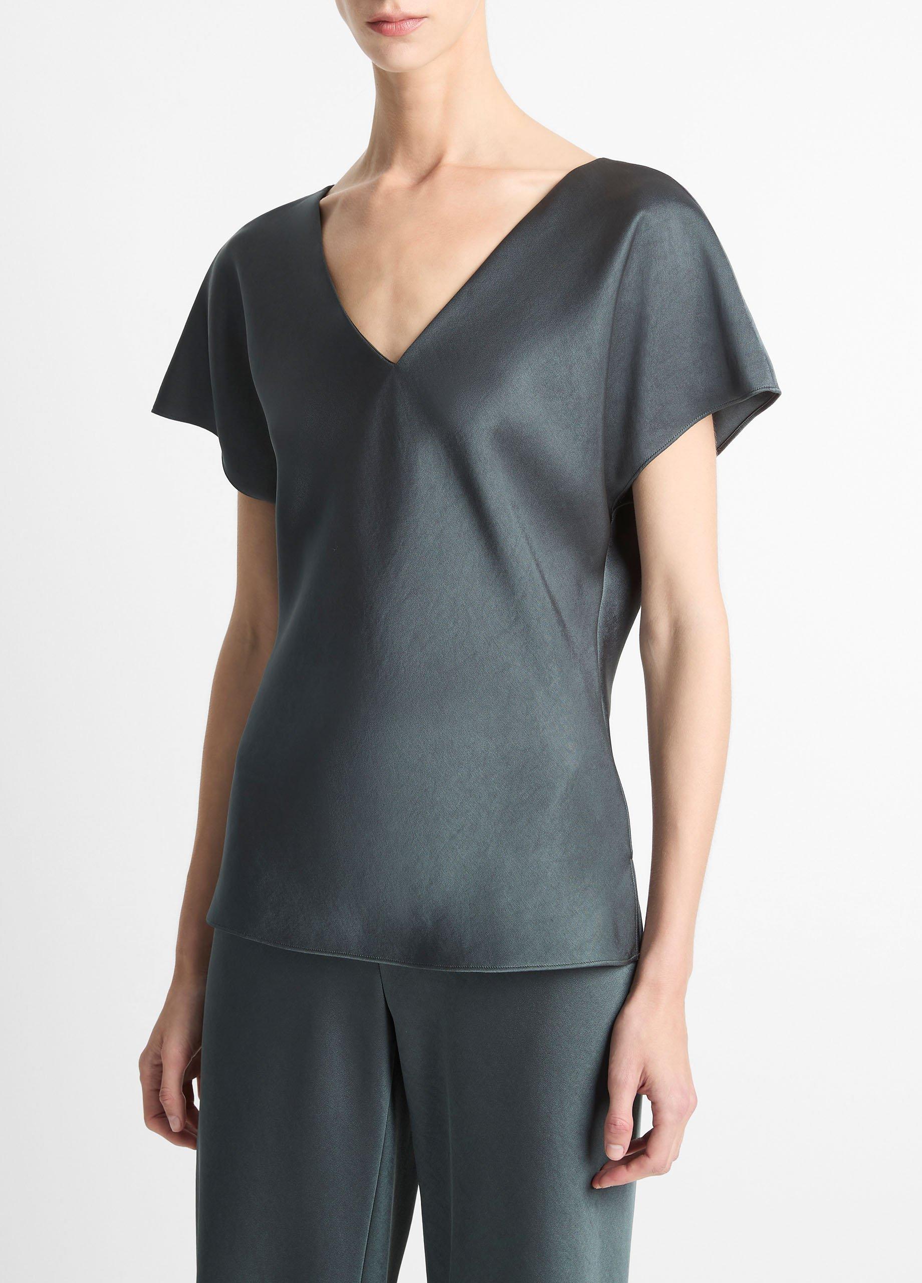 Satin V-Neck Blouse image number 1