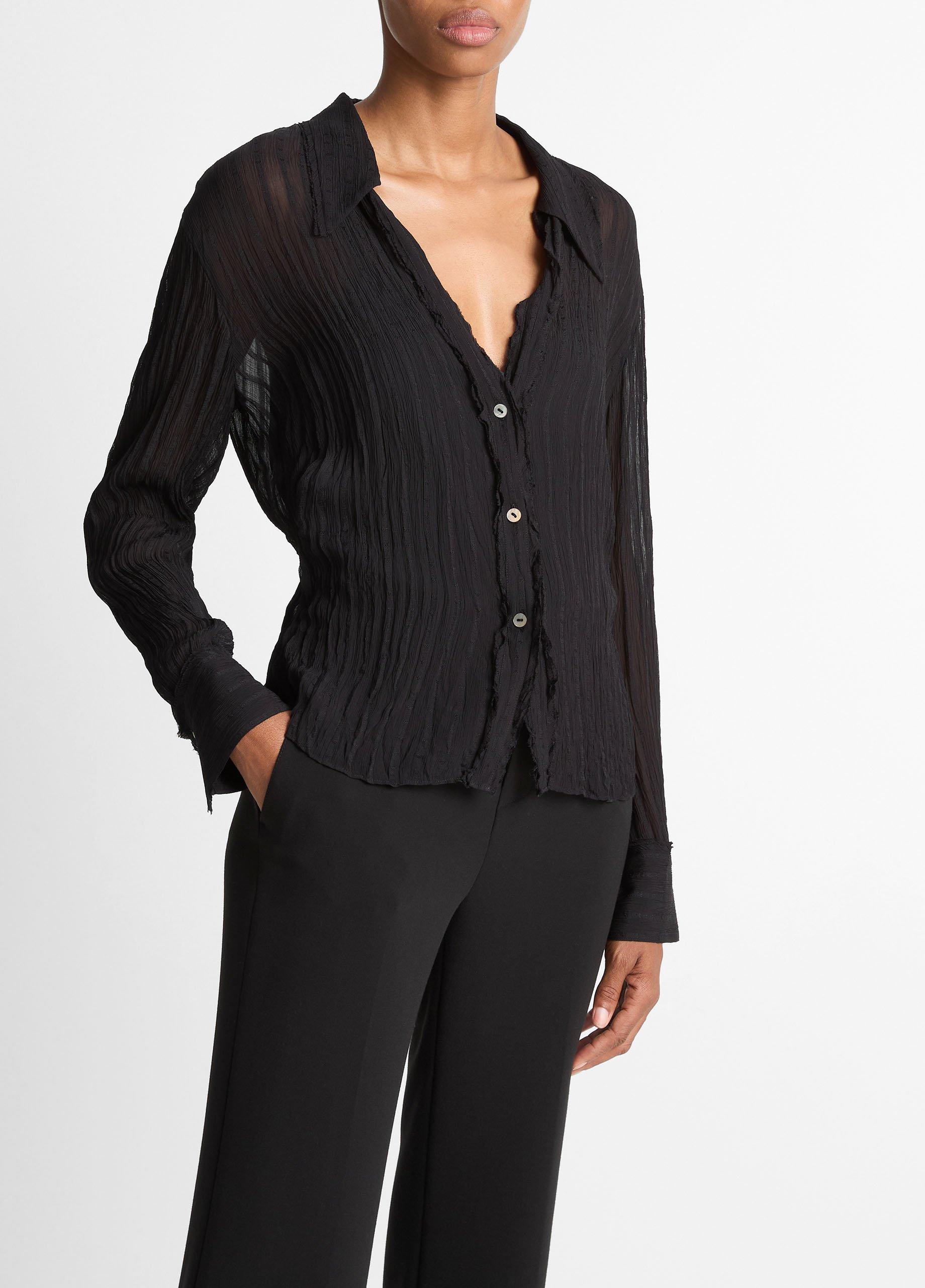 Crushed Stripe Button-Front Shirt image number 1