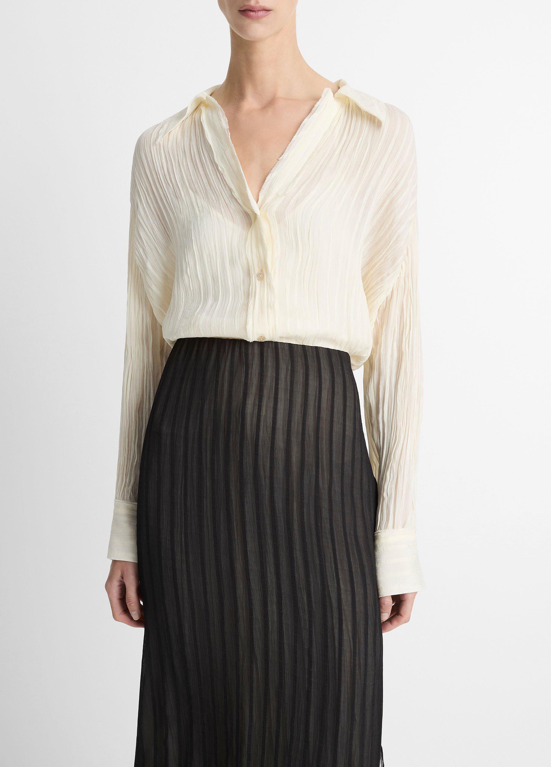 Crushed Stripe Button-Front Shirt image number 0