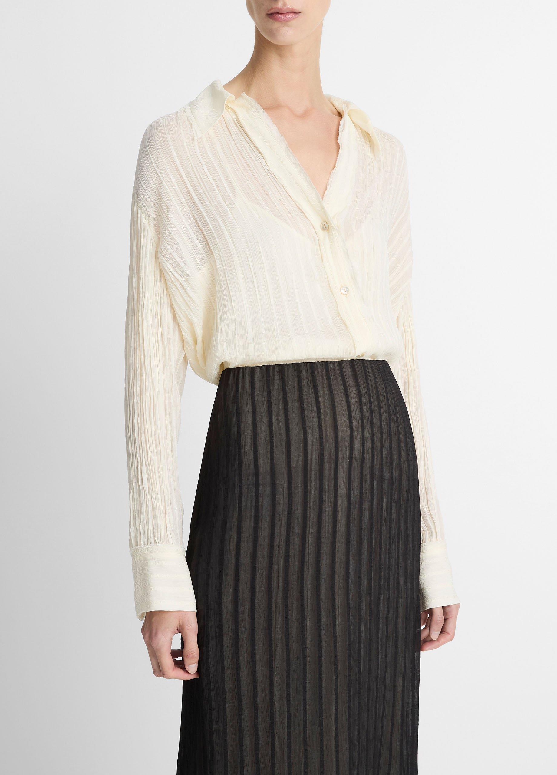 Crushed Stripe Button-Front Shirt image number 1