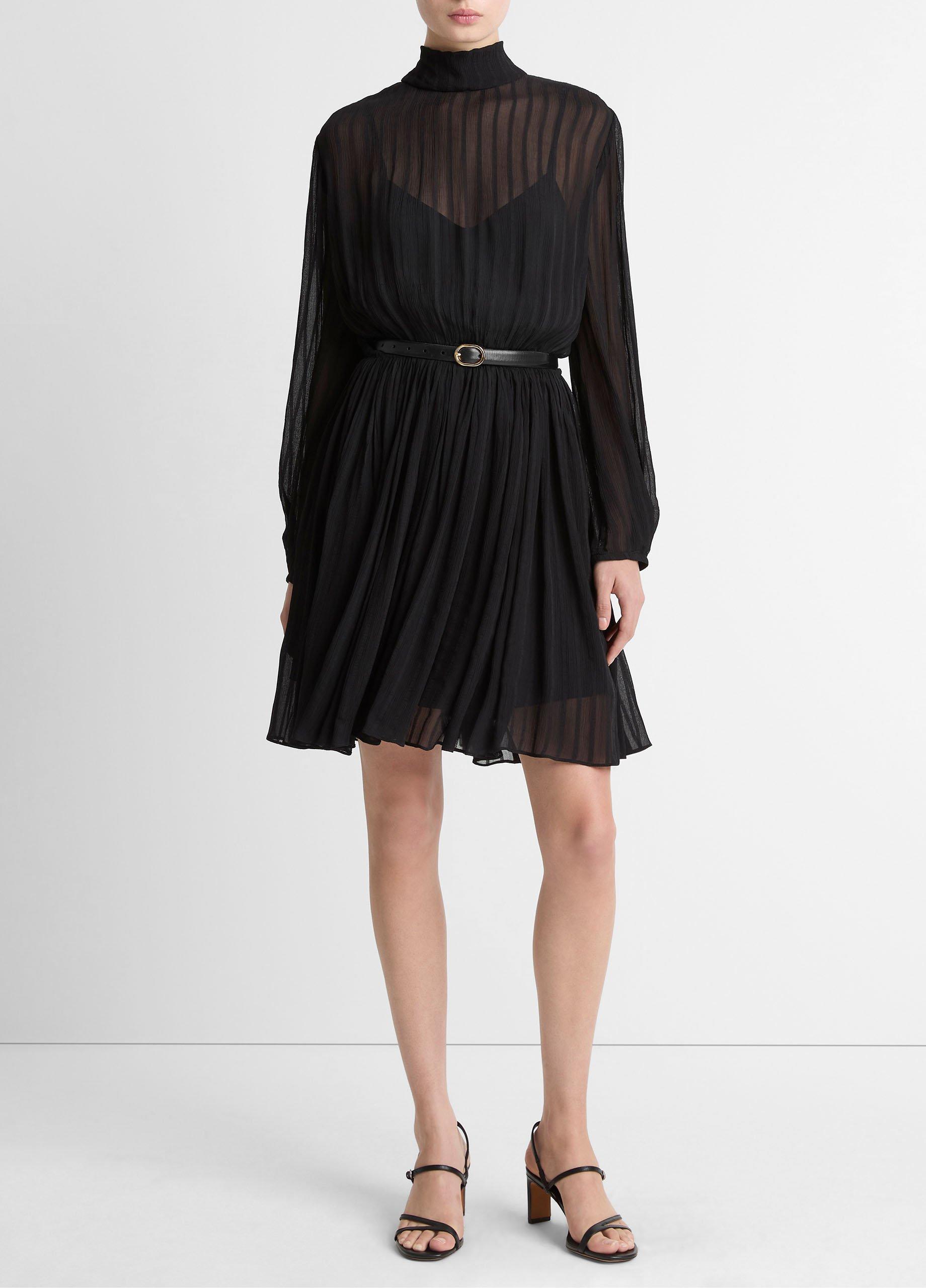 Crinkle Stripe Mock-Neck Dress image number 0