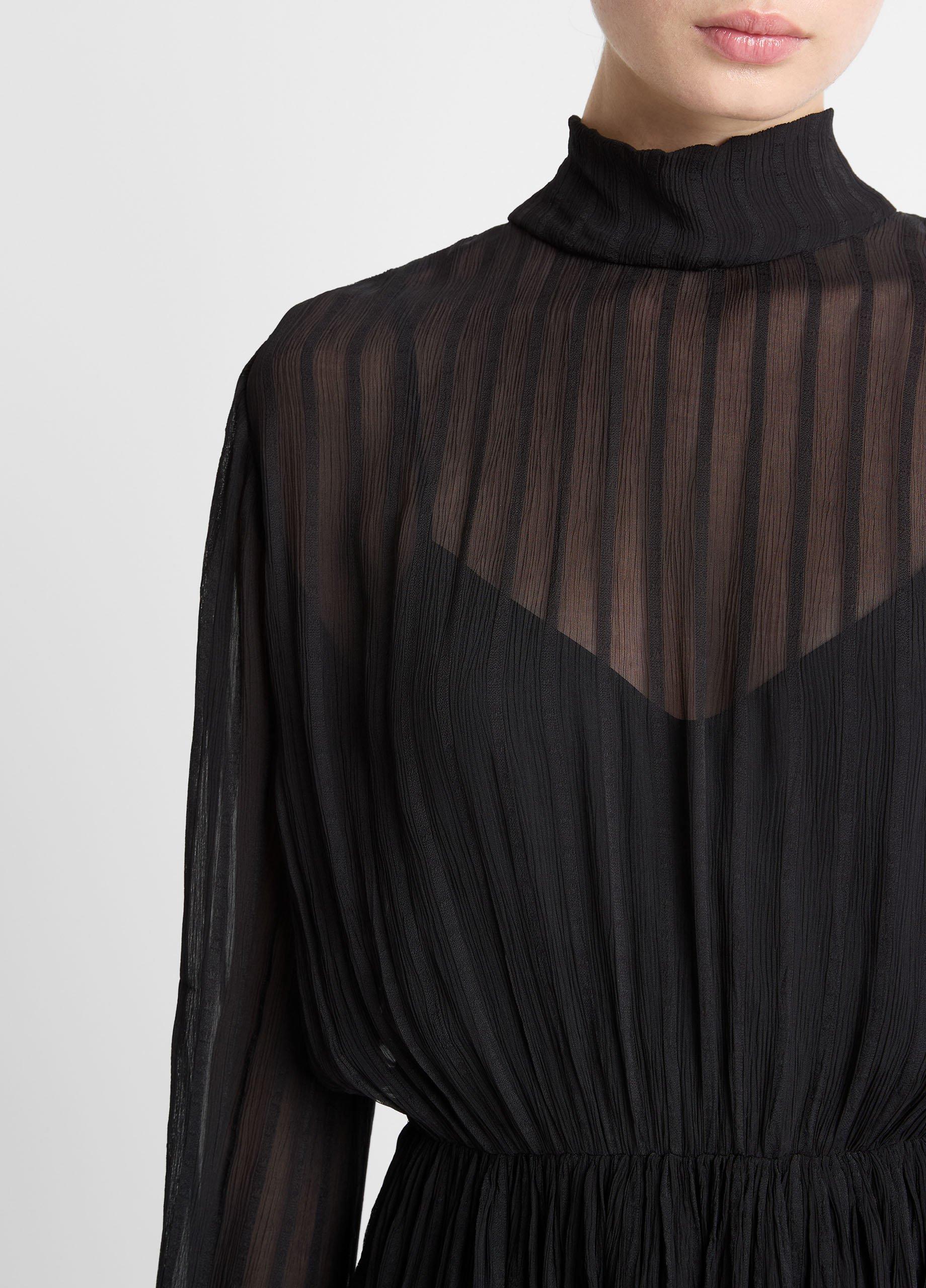 Crinkle Stripe Mock-Neck Dress image number 3