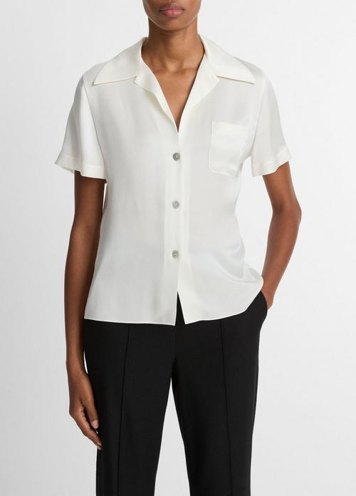Silk Short-Sleeve Button-Front Shirt