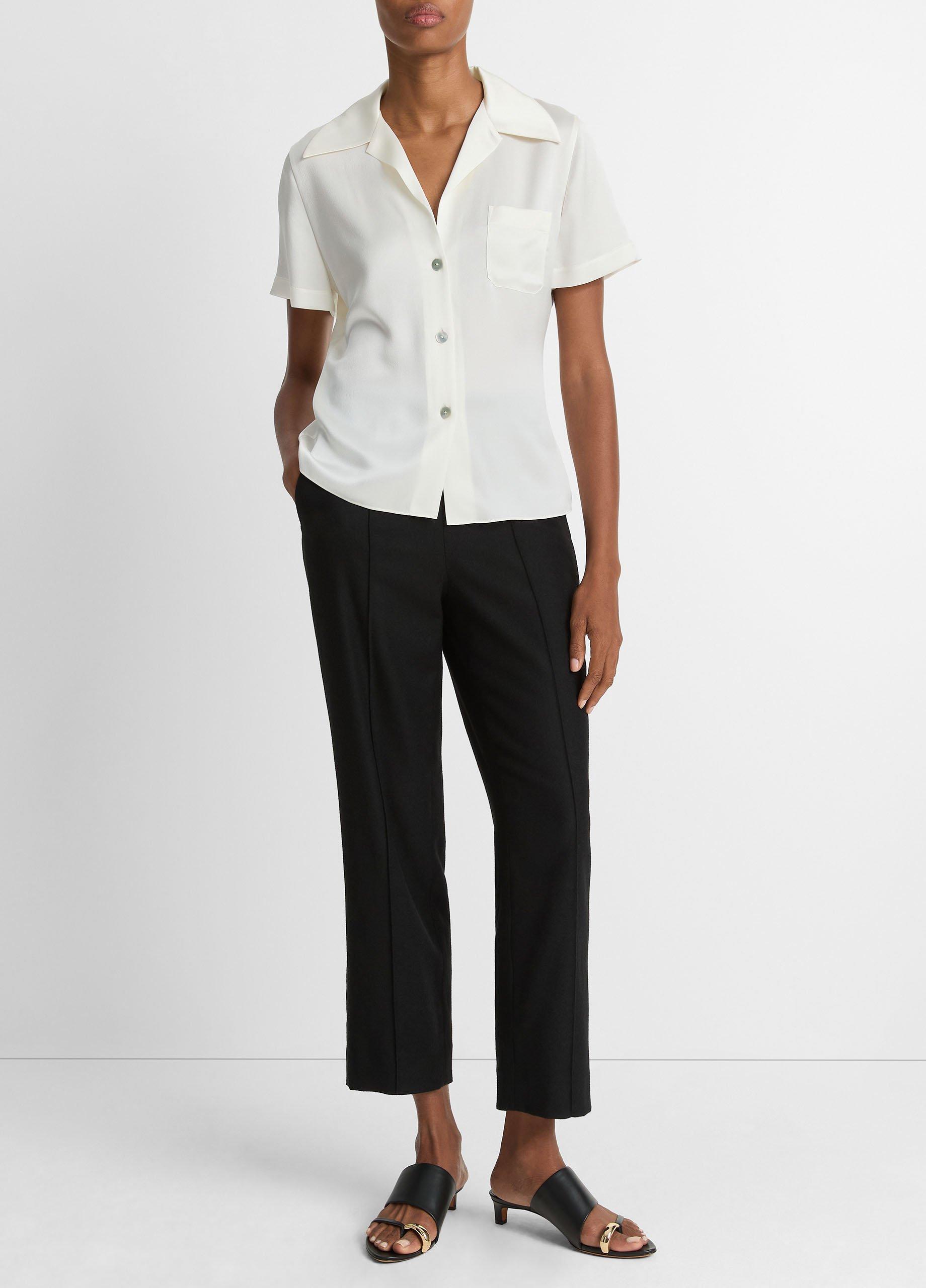 Silk Short-Sleeve Button-Front Shirt image number 3