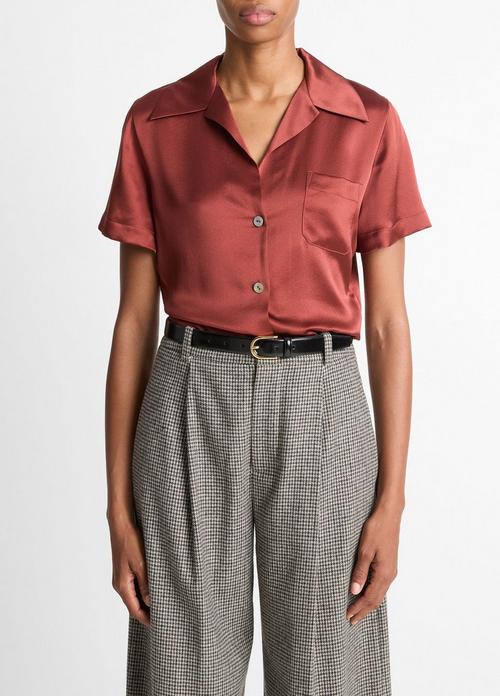 Silk Short-Sleeve Button-Front Shirt