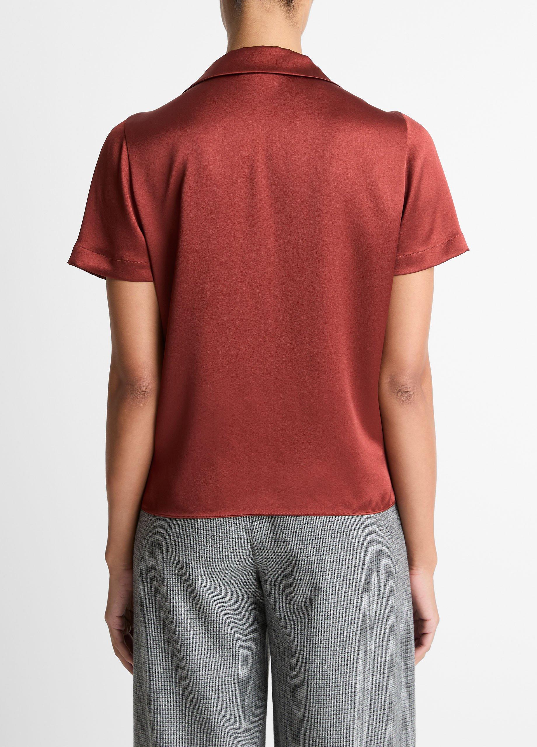 Silk Short-Sleeve Button-Front Shirt image number 2