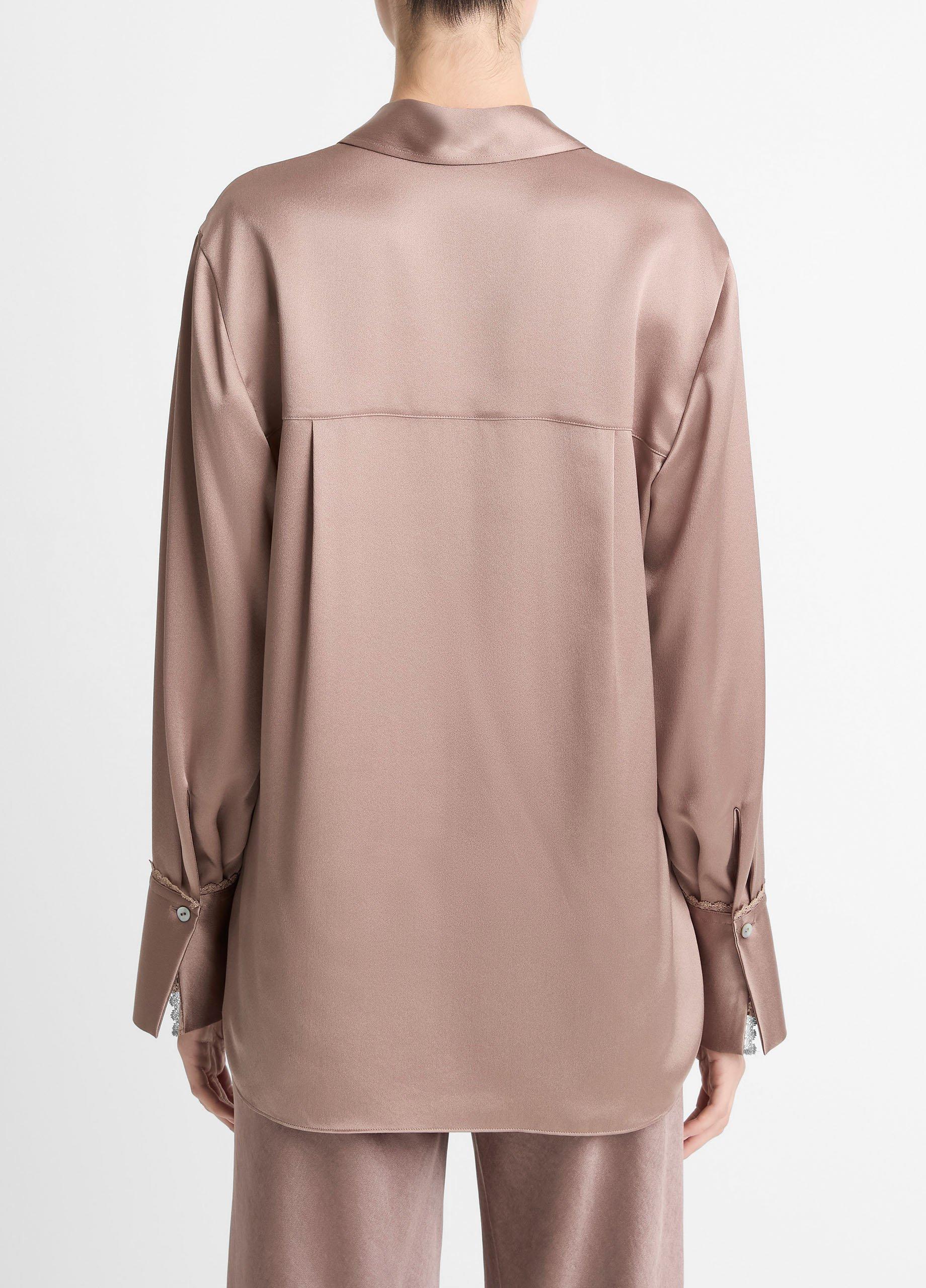 Lace-Trim Silk Relaxed Shirt image number 2