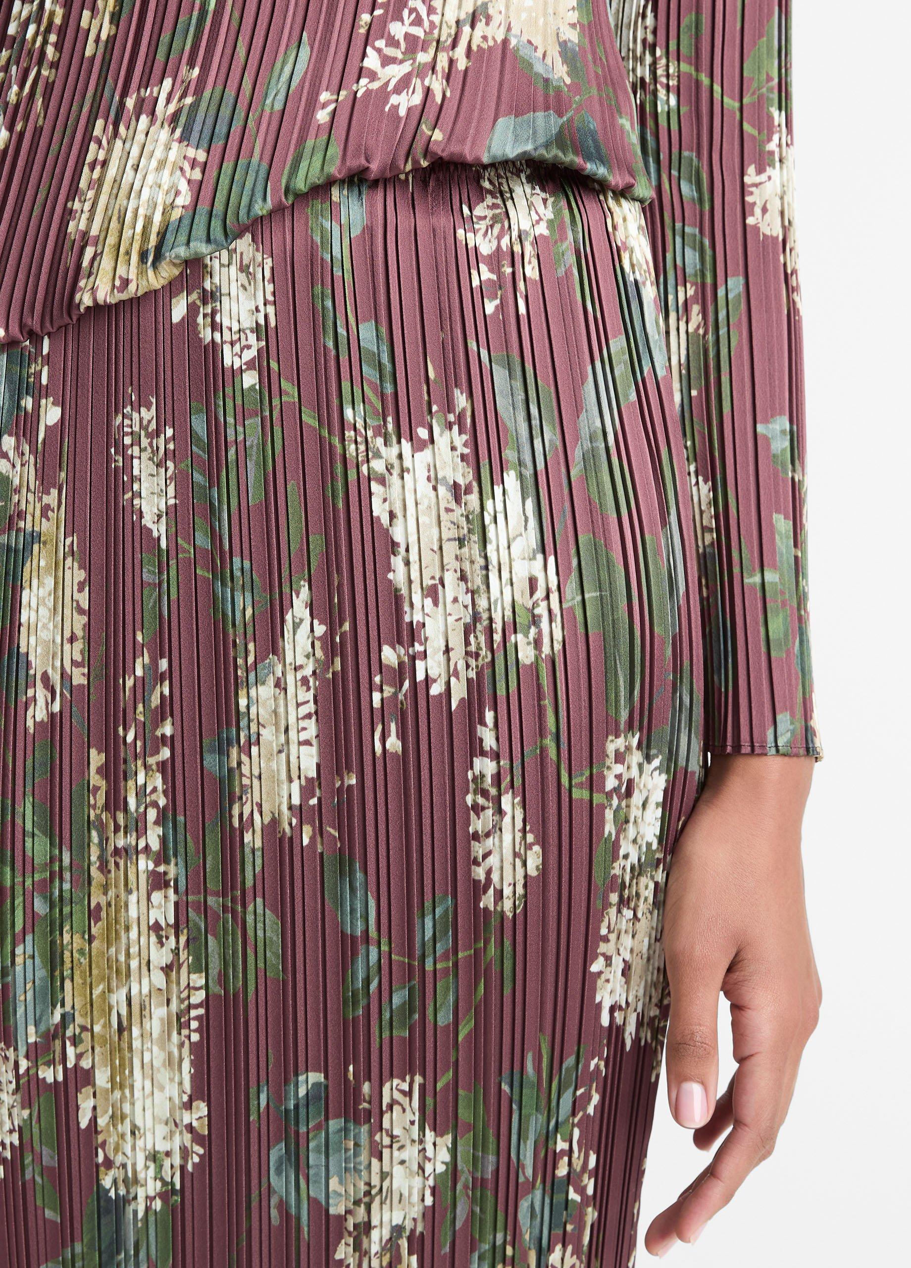 Lilac-Print Micro-Pleated Satin Skirt image number 3