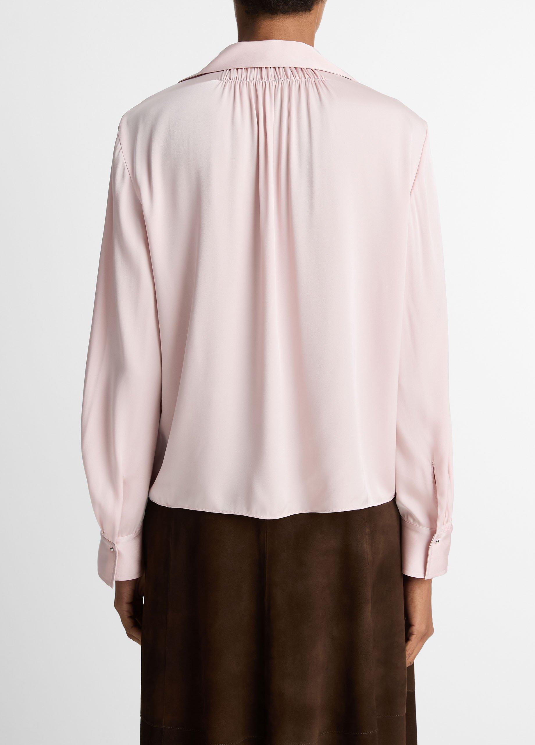 Smocked Silk-Blend Long-Sleeve Blouse image number 2