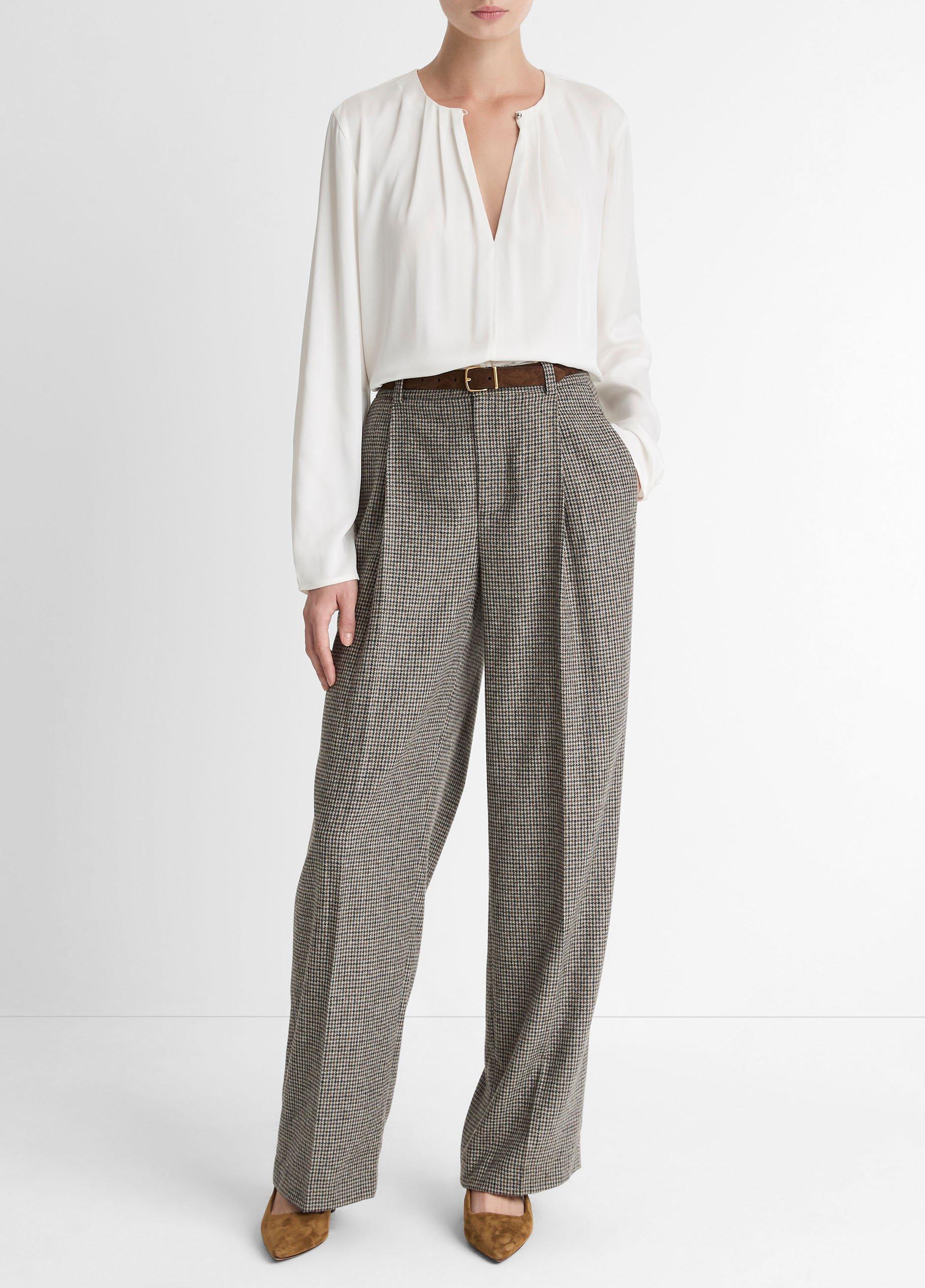 Silk-Blend Pleated-Neck Blouse image number 3