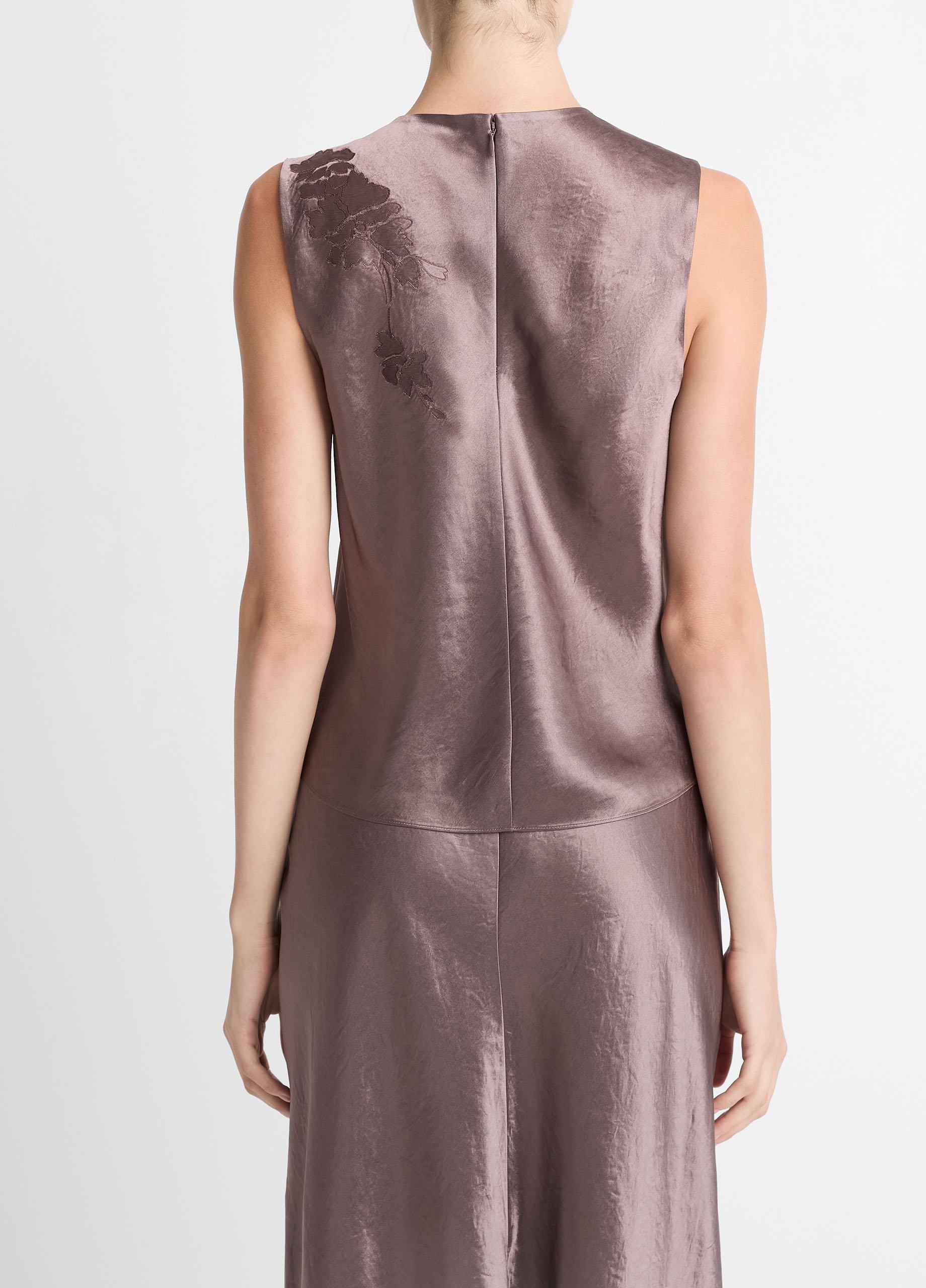 Floral-Embroidered Satin Shell image number 2