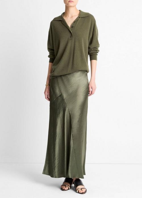 Paneled Satin Bias Skirt