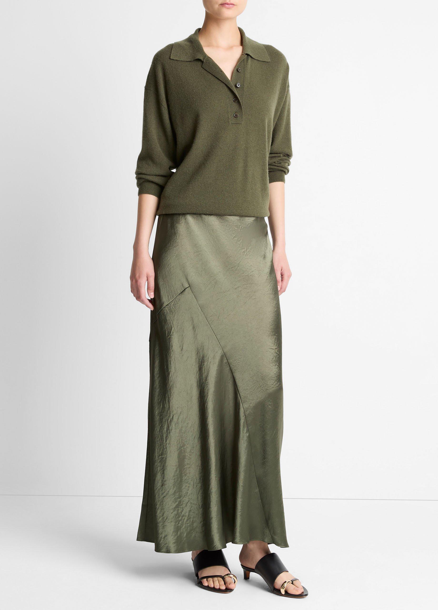 Paneled Satin Bias Skirt image number 1