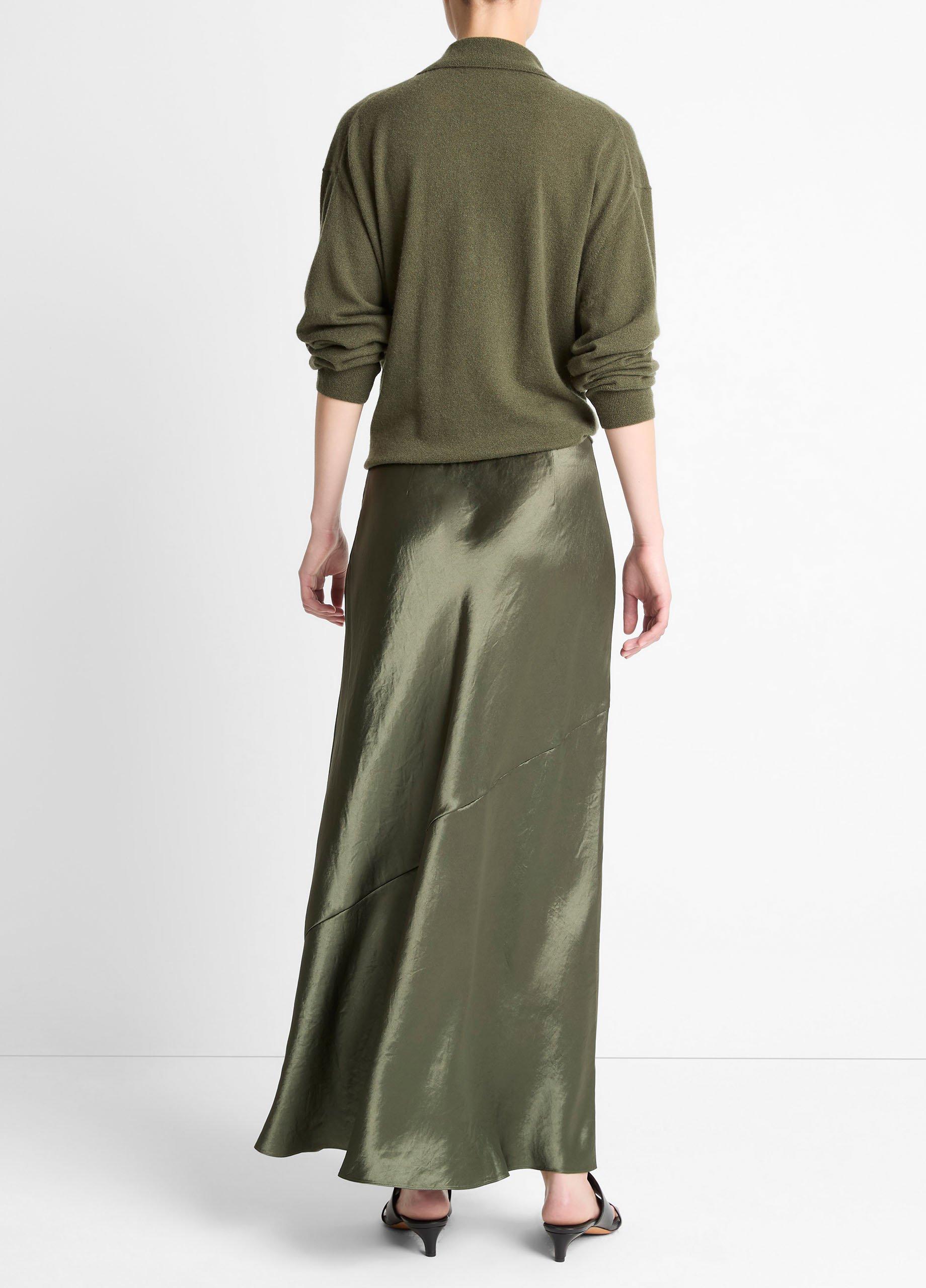 Paneled Satin Bias Skirt image number 2