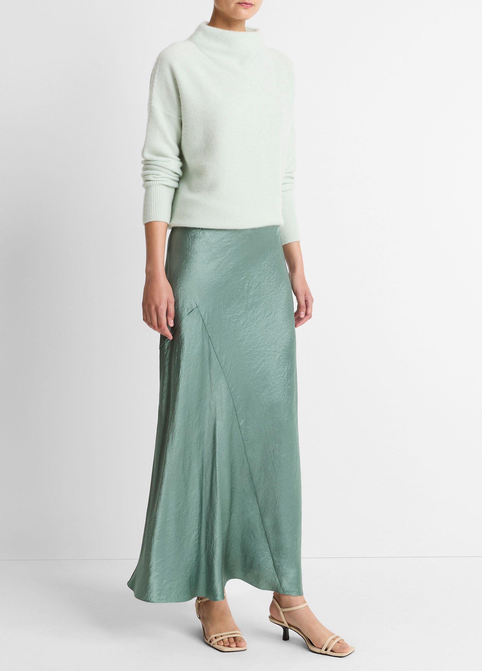 Paneled Satin Bias Skirt image number 1