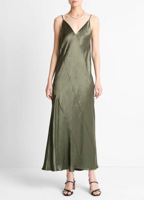 Paneled Satin Bias Slip Dress