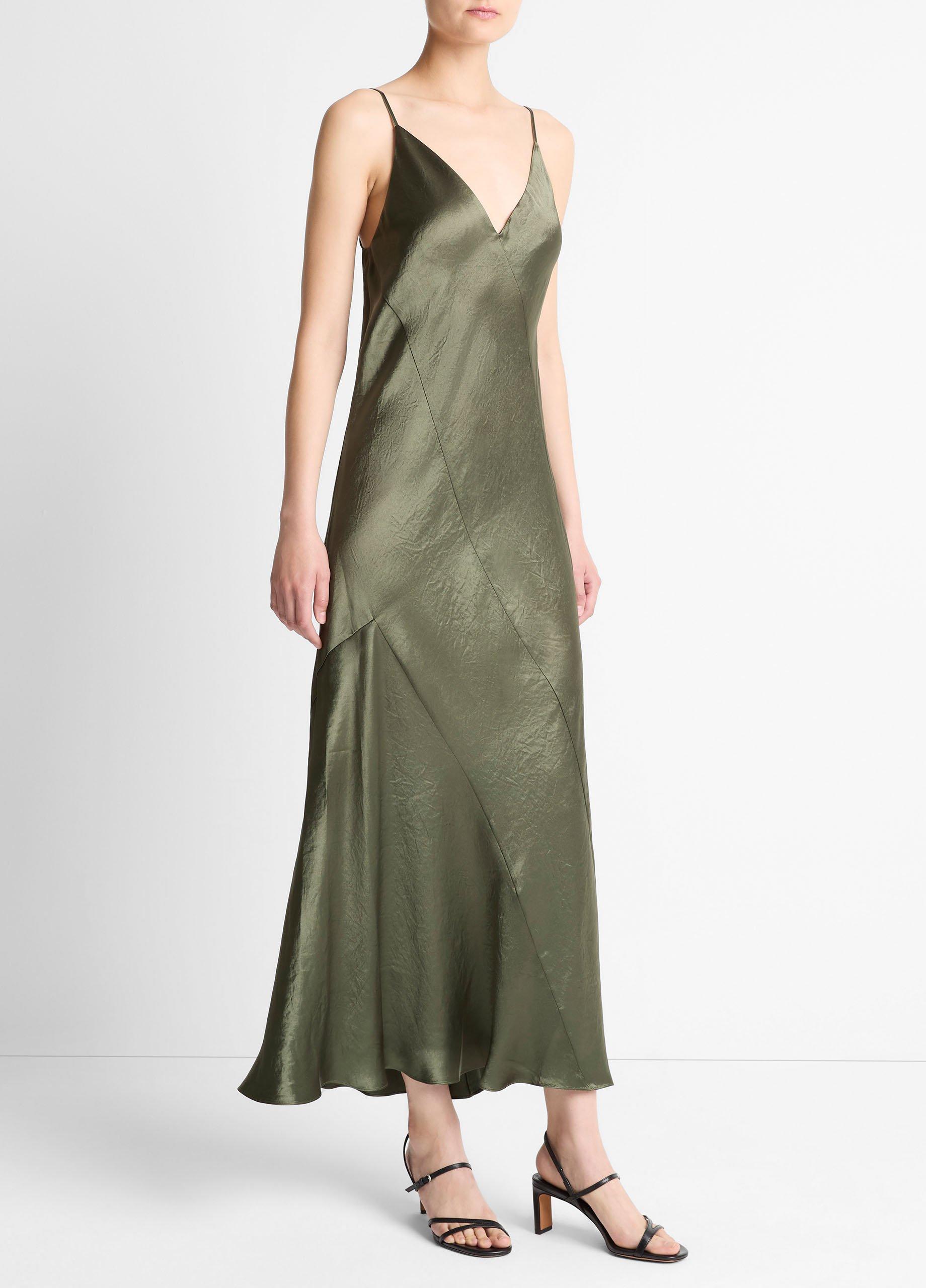 Paneled Satin Bias Slip Dress image number 1