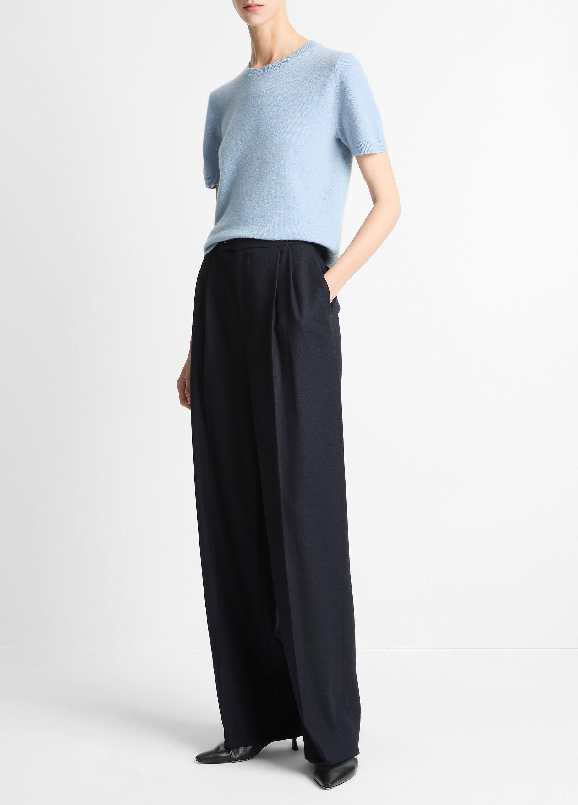 Italian Wool-Blend Pleated Wide-Leg Trouser image number 1