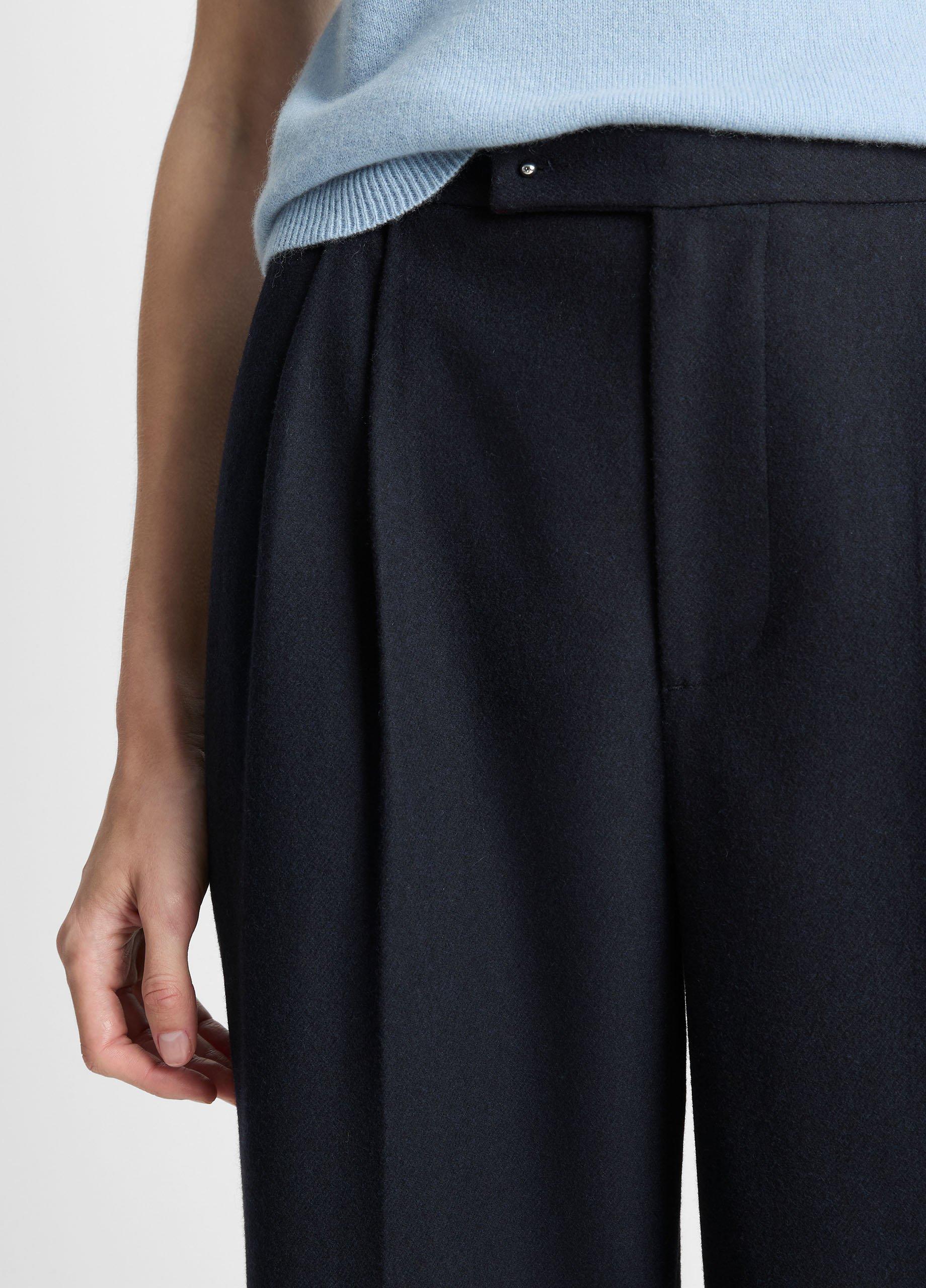 Italian Wool-Blend Pleated Wide-Leg Trouser image number 3