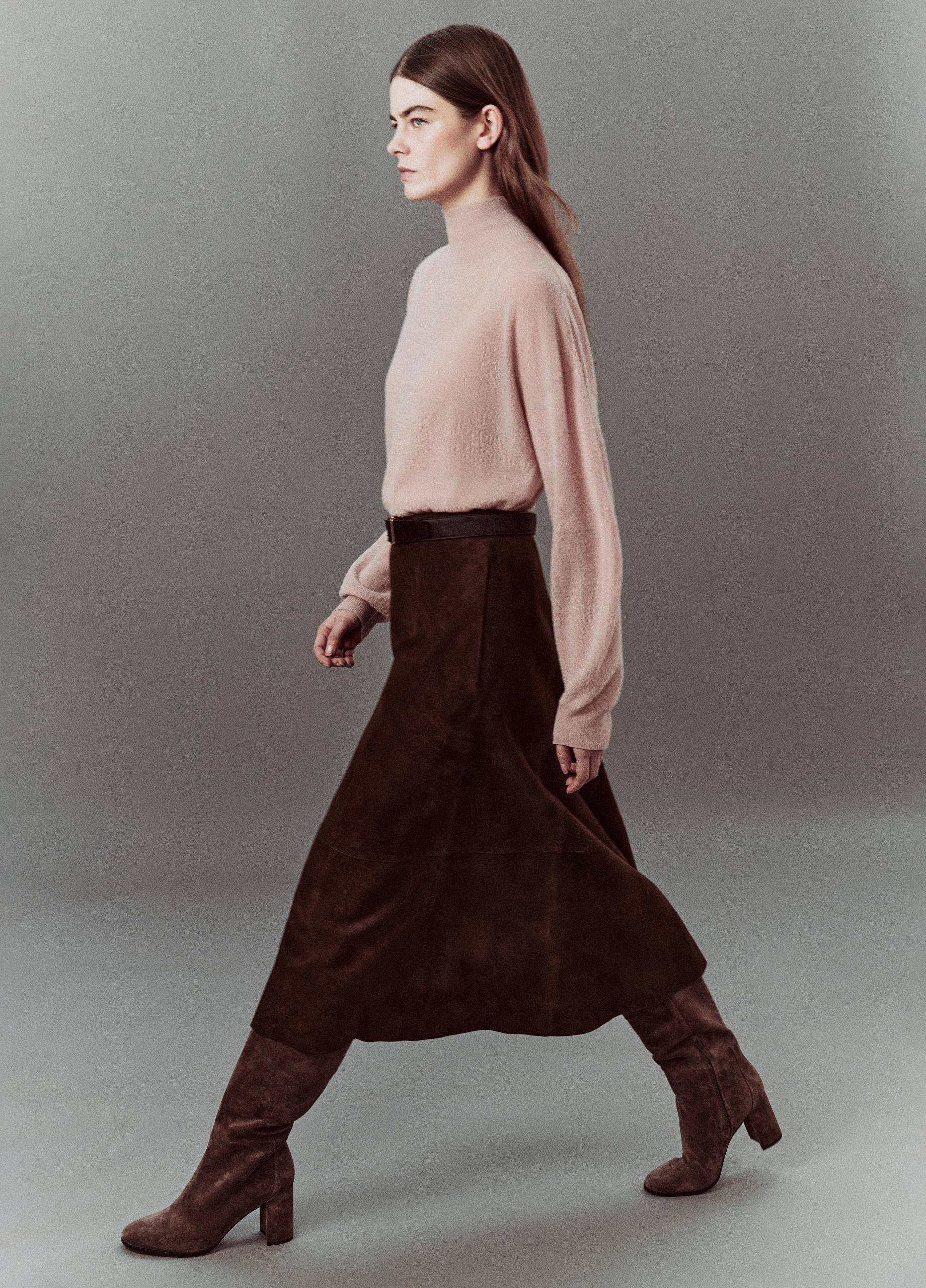 Suede Mid-Rise Flared Skirt image number 4