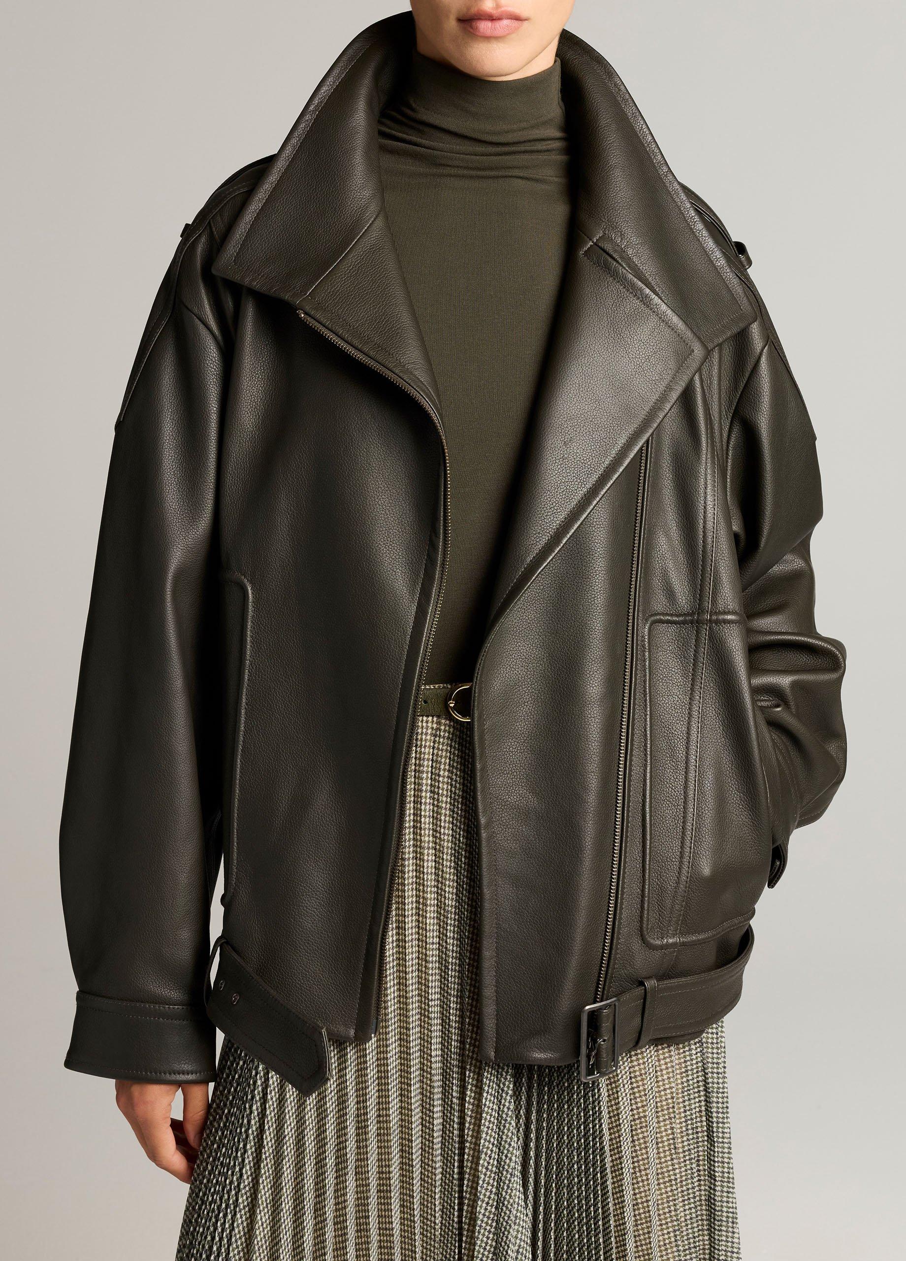 Leather Oversized Biker Jacket image number 0