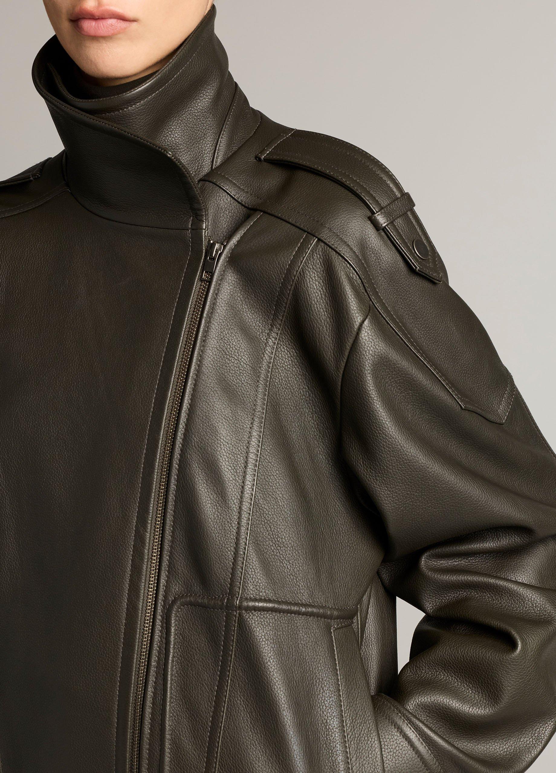 Leather Oversized Biker Jacket image number 1