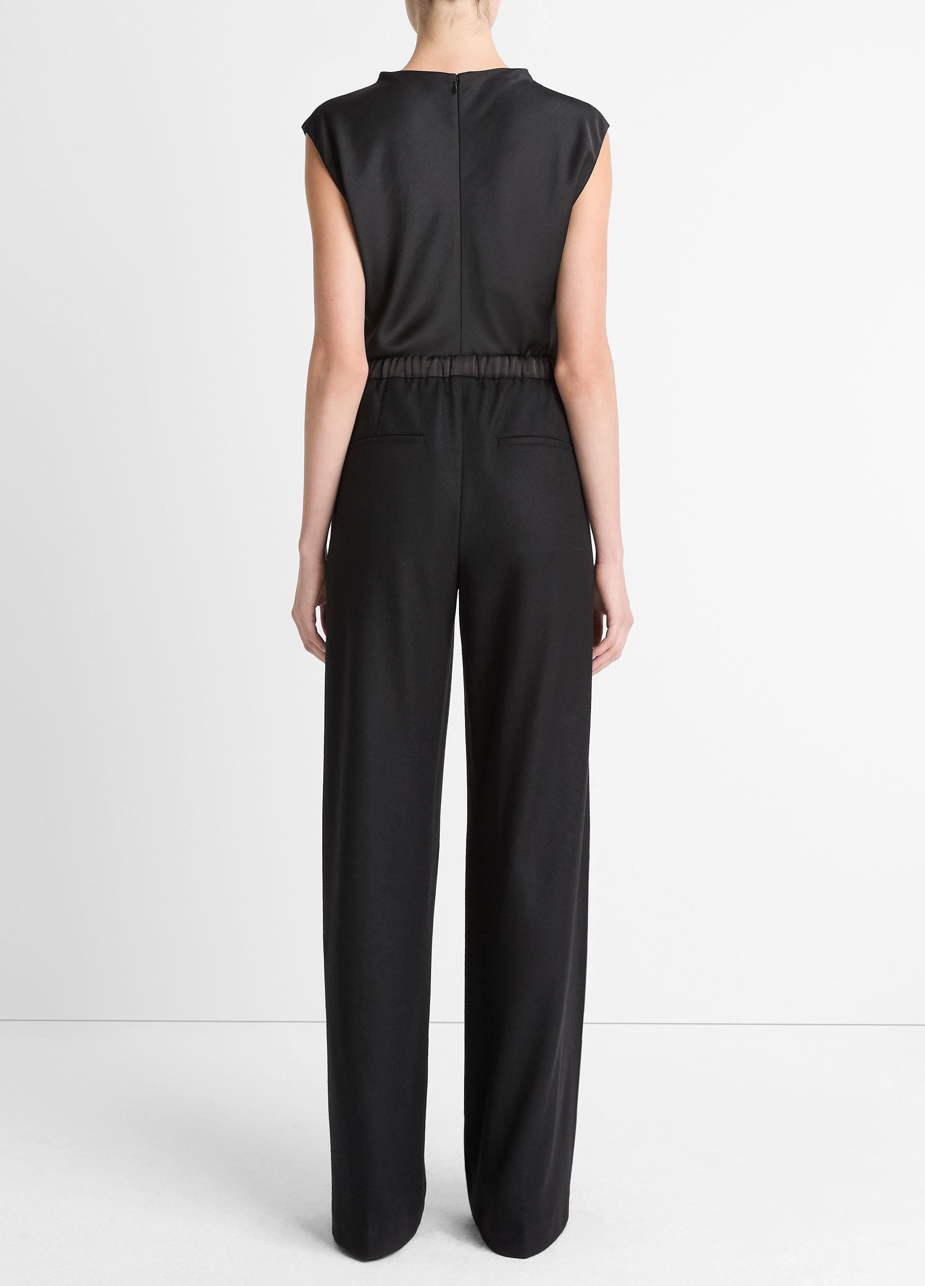 Satin-Trim Italian Wool-Blend Pull-On Pant image number 2