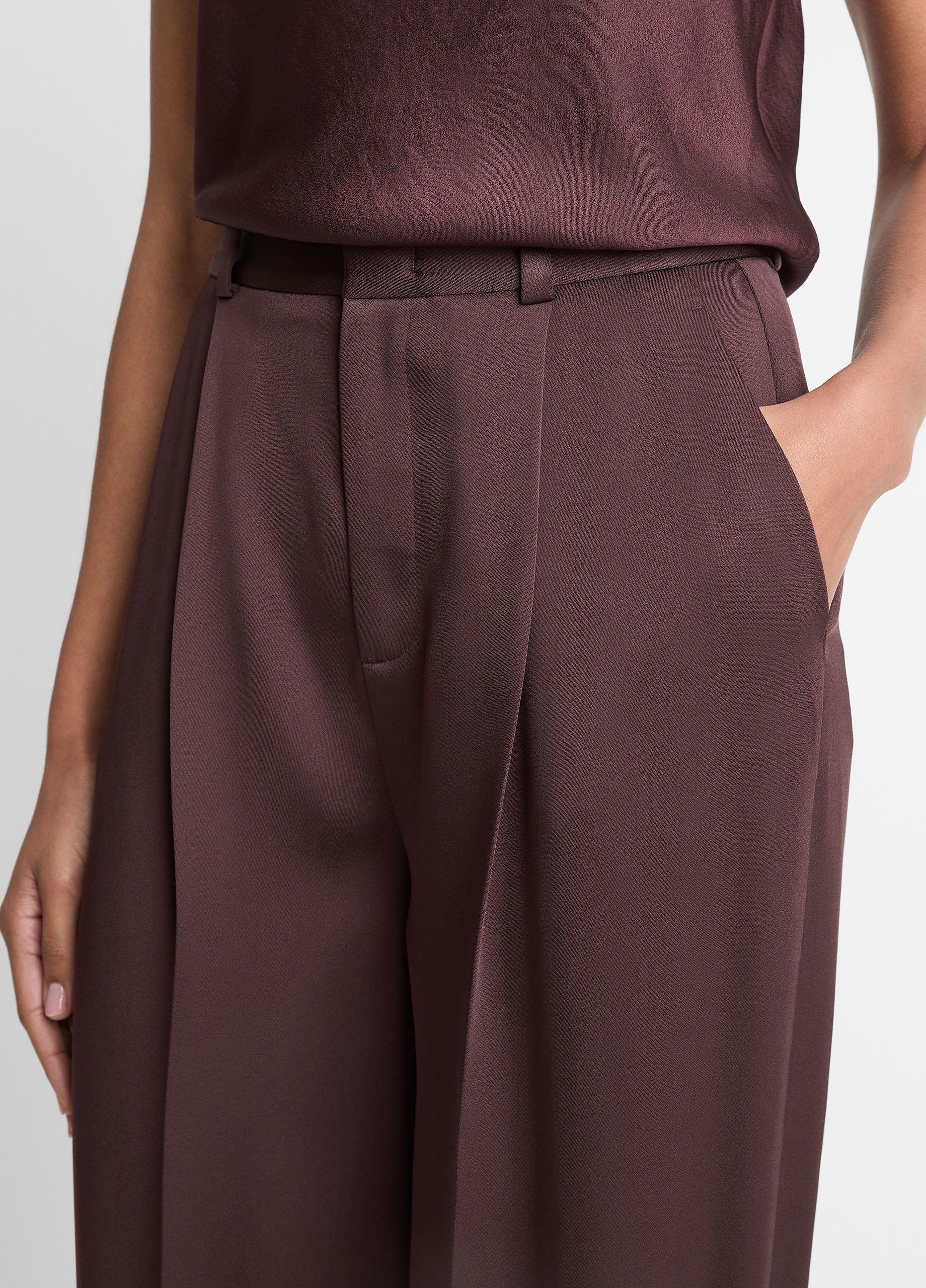 Satin Pleated Wide-Leg Trouser image number 3