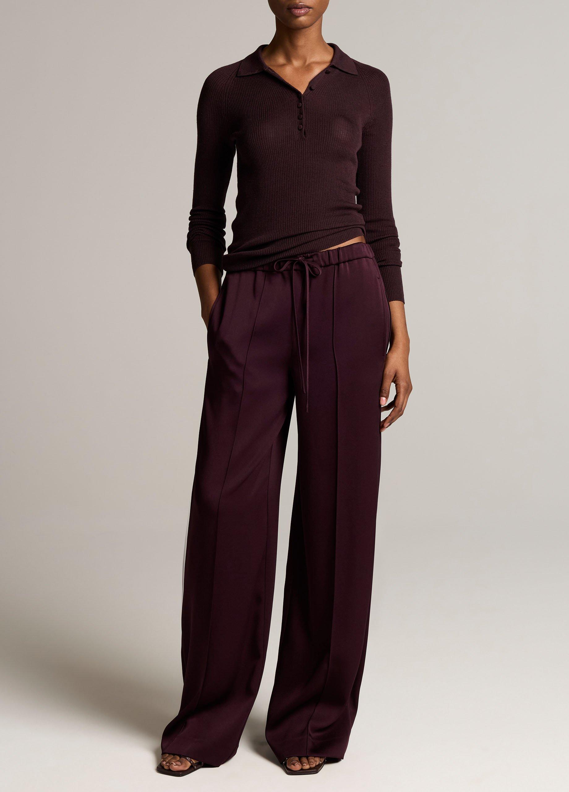 Satin Mid-Rise Drawstring Pant image number 0