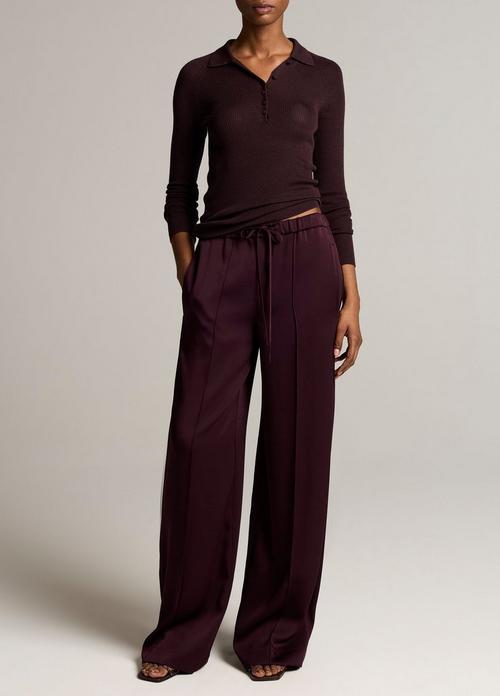 Satin Mid-Rise Drawstring Pant