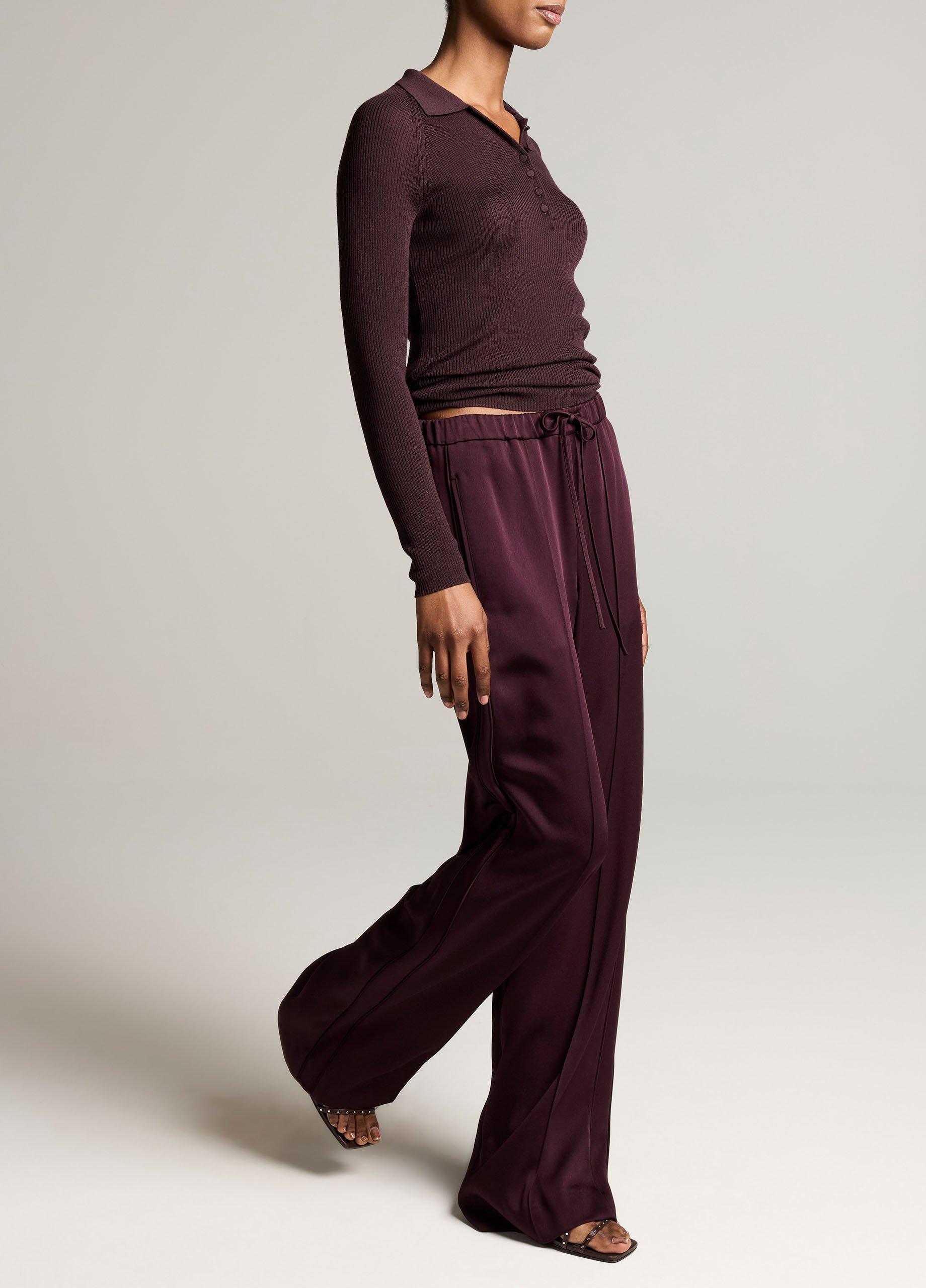 Satin Mid-Rise Drawstring Pant image number 1