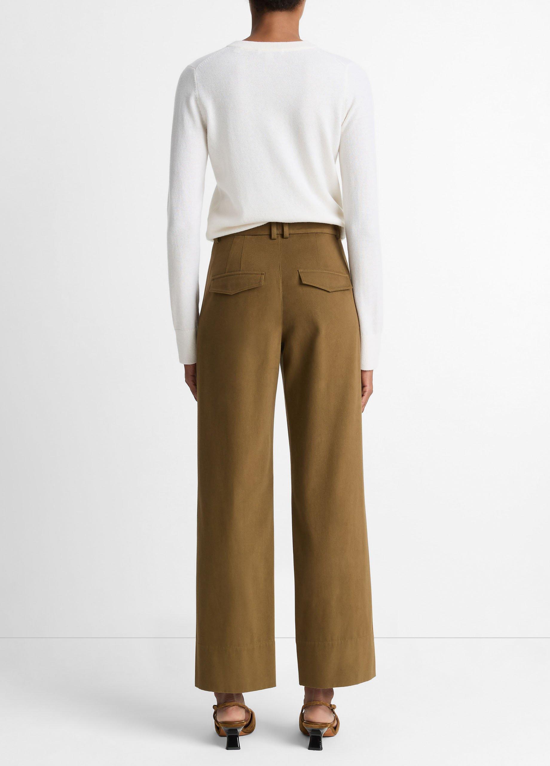 Faux-Leather-Trim Italian Cotton Straight-Leg Pant image number 2