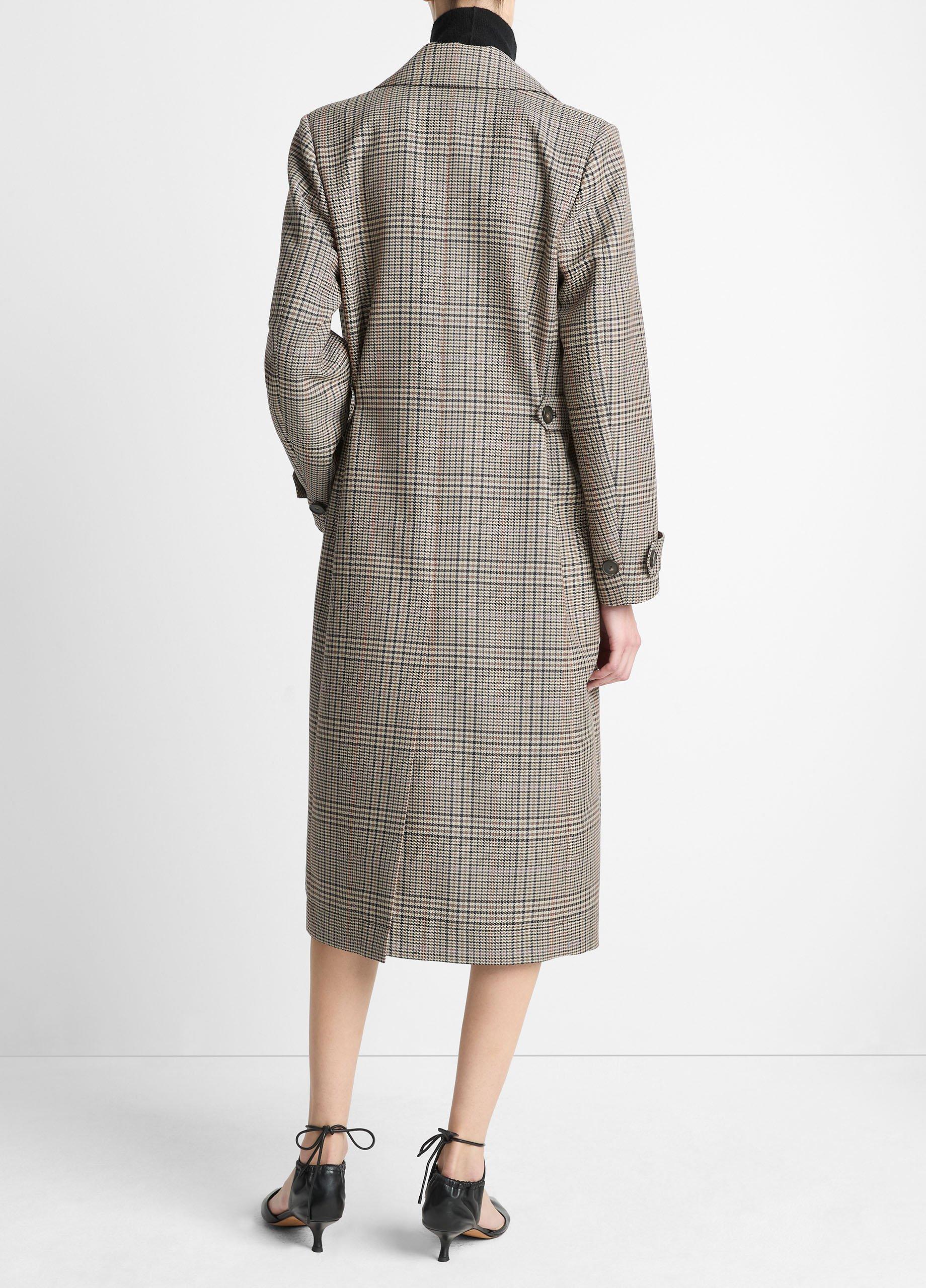 Pressed Plaid Wool-Blend Car Coat image number 2