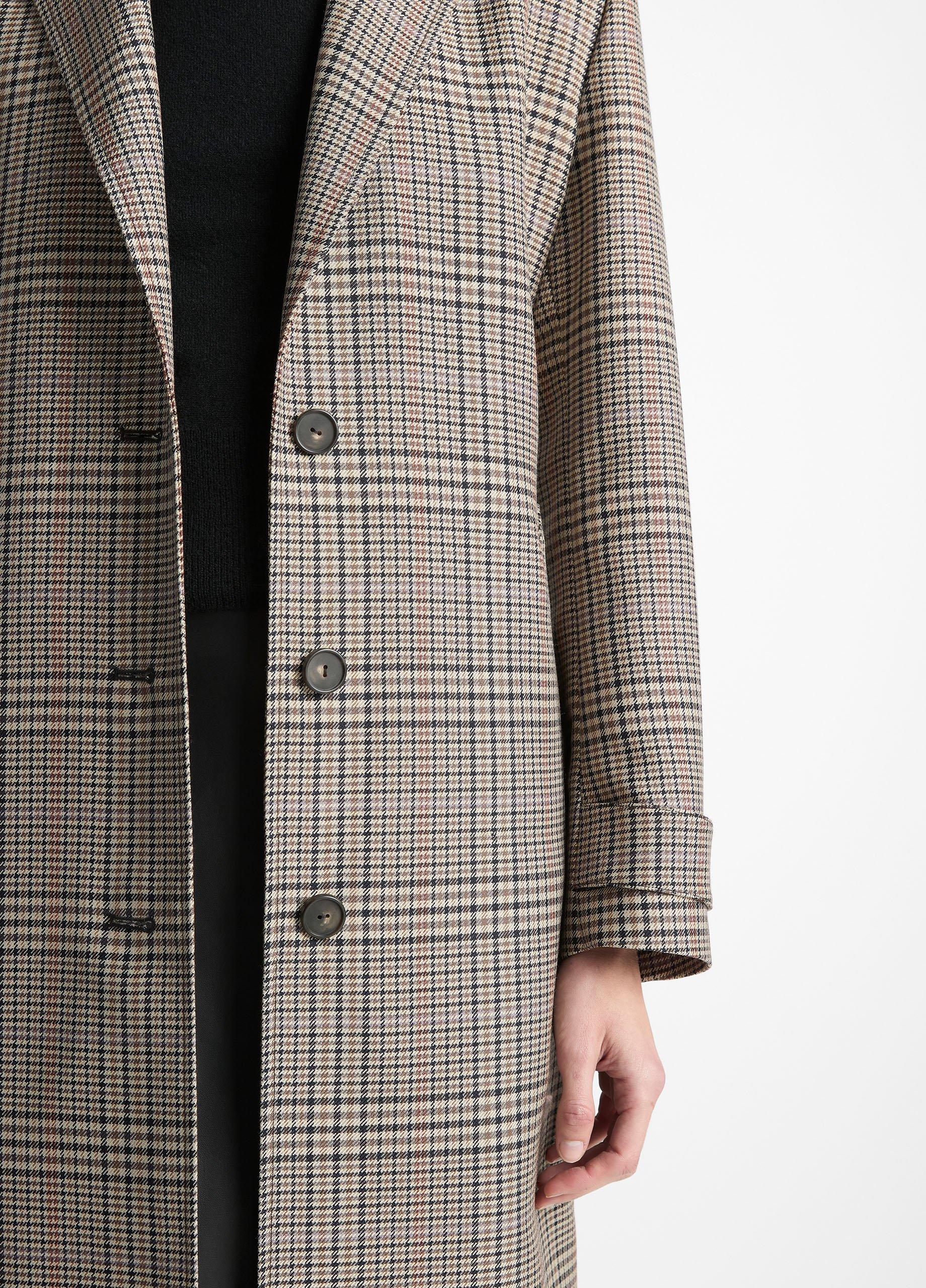 Pressed Plaid Wool-Blend Car Coat image number 3