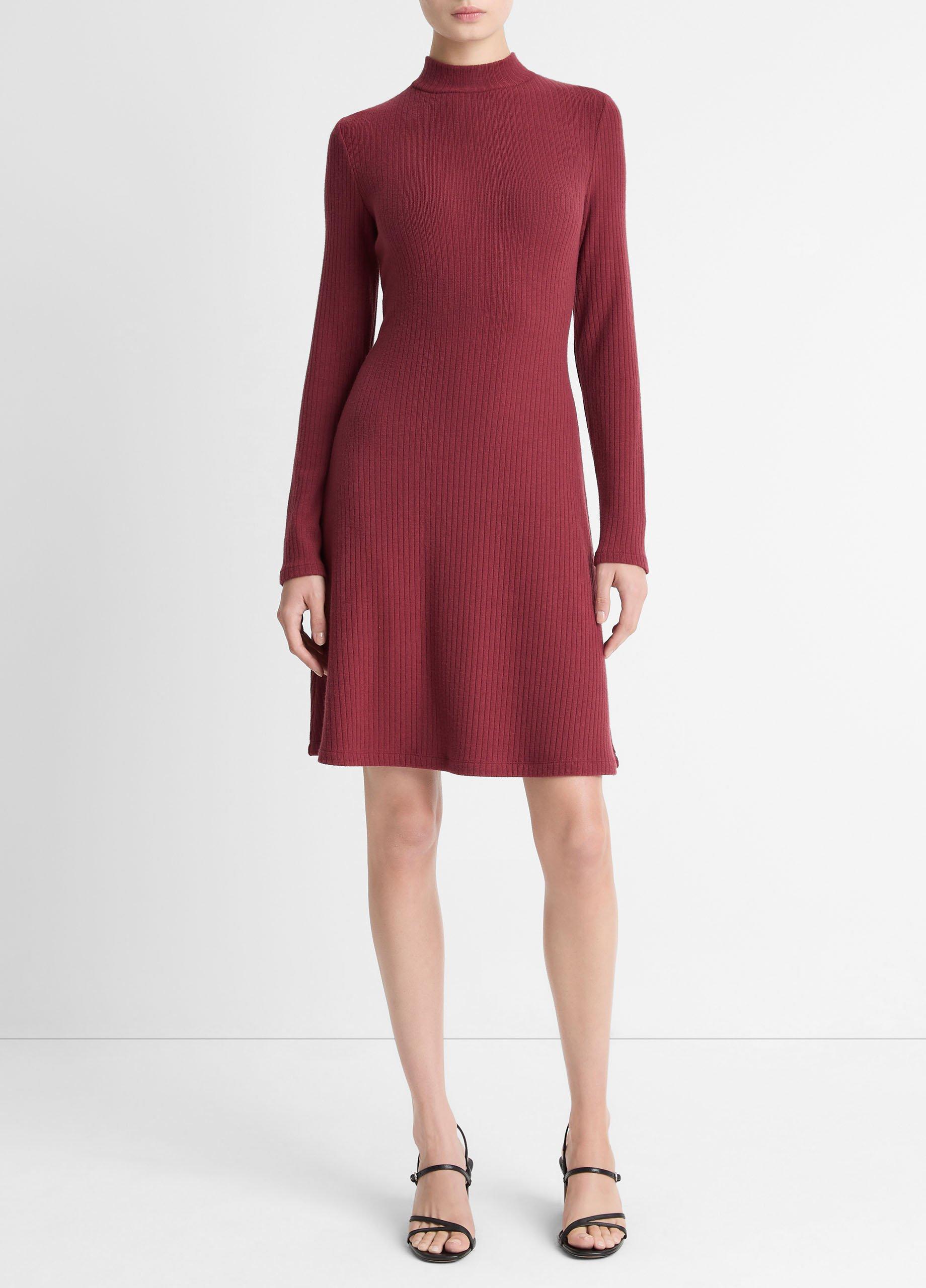 Cozy Rib Mock-Neck Long-Sleeve Dress image number 0