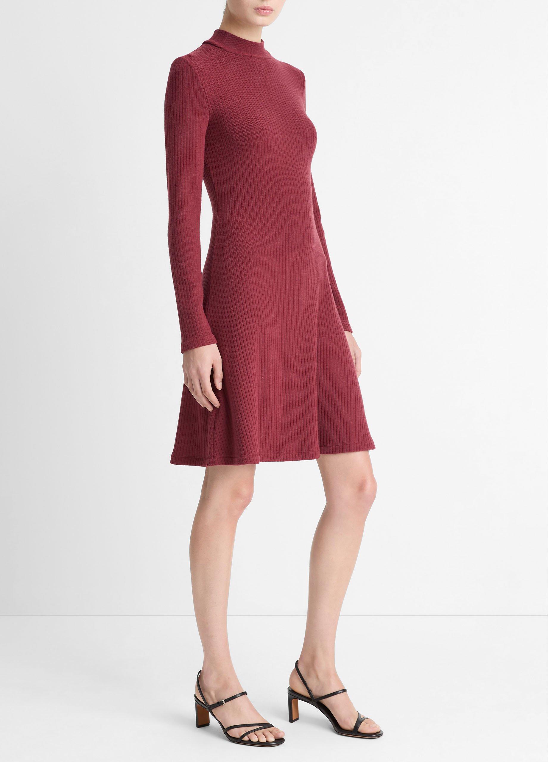 Cozy Rib Mock-Neck Long-Sleeve Dress image number 1